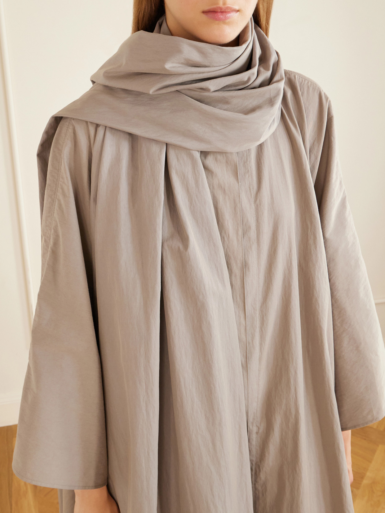 Scarf-Detailed Cotton-Blend Trench Coat