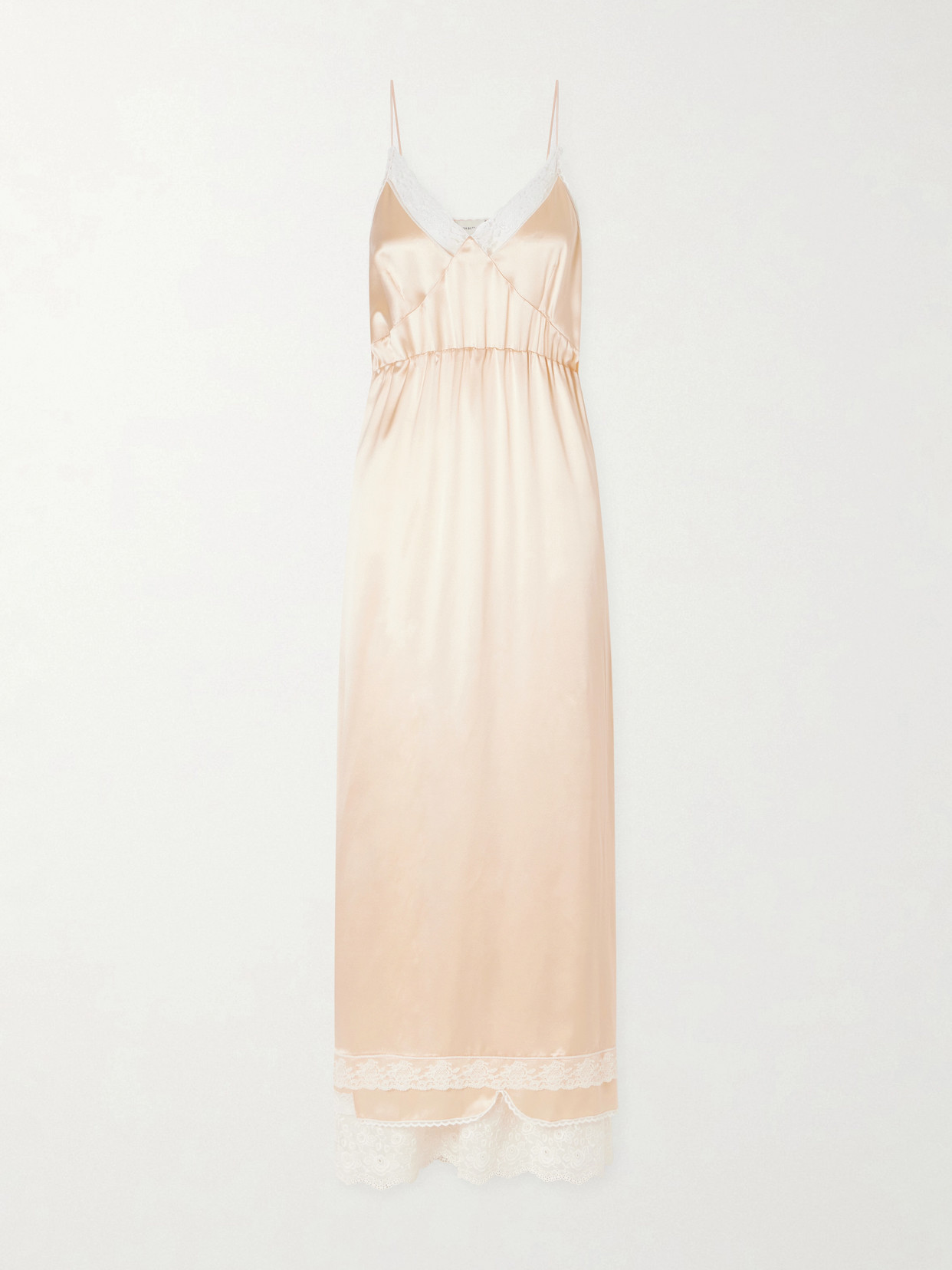 Magda Butrym Lace-trimmed Silk Satin Maxi Dress In Orange