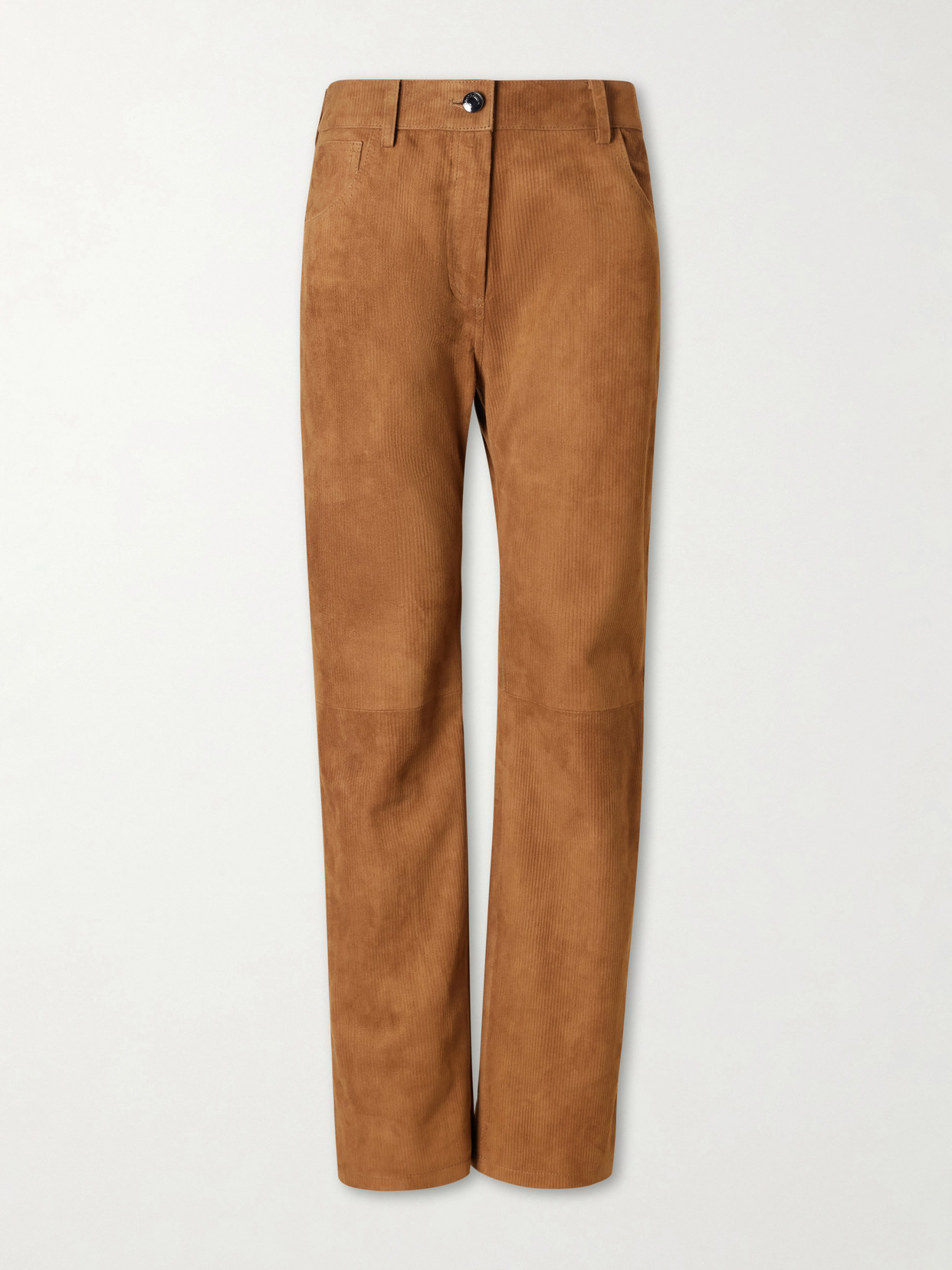 Magda Butrym Suede Corduroy Straight-leg Pants In Brown