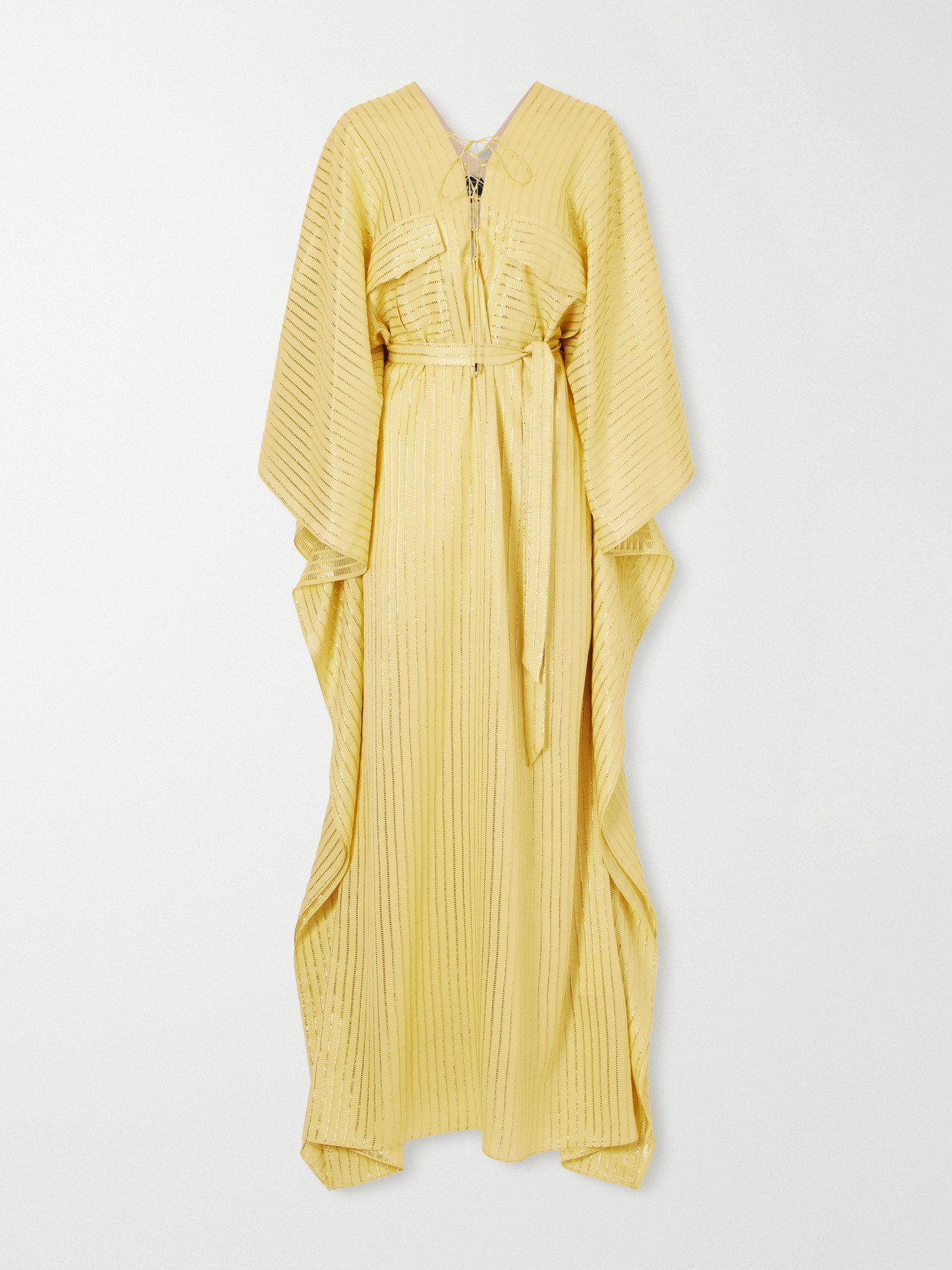 Taller Marmo Mojave Belted Lurex Fil Coupé Silk-blend Gown In Gold