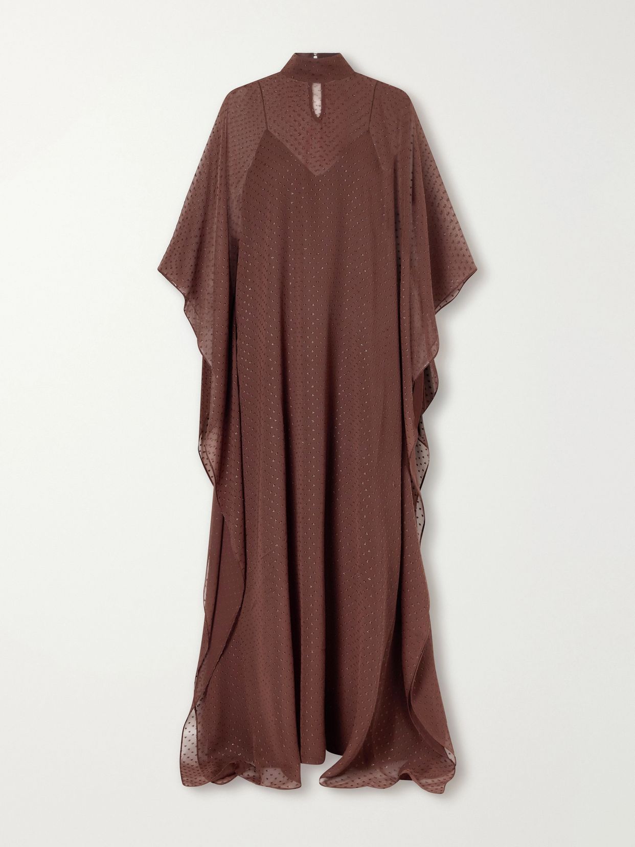 muscat lurex fil coupe silk blend chiffon gown