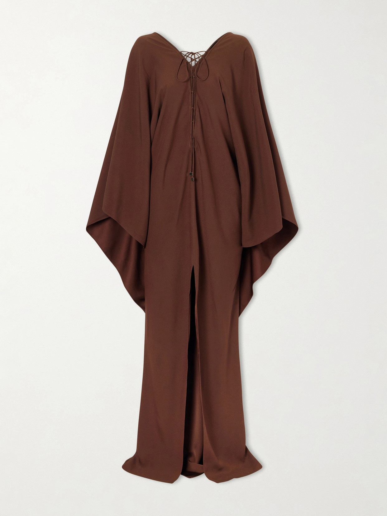 Taller Marmo Sahara Lace-up Cady Gown In Brown