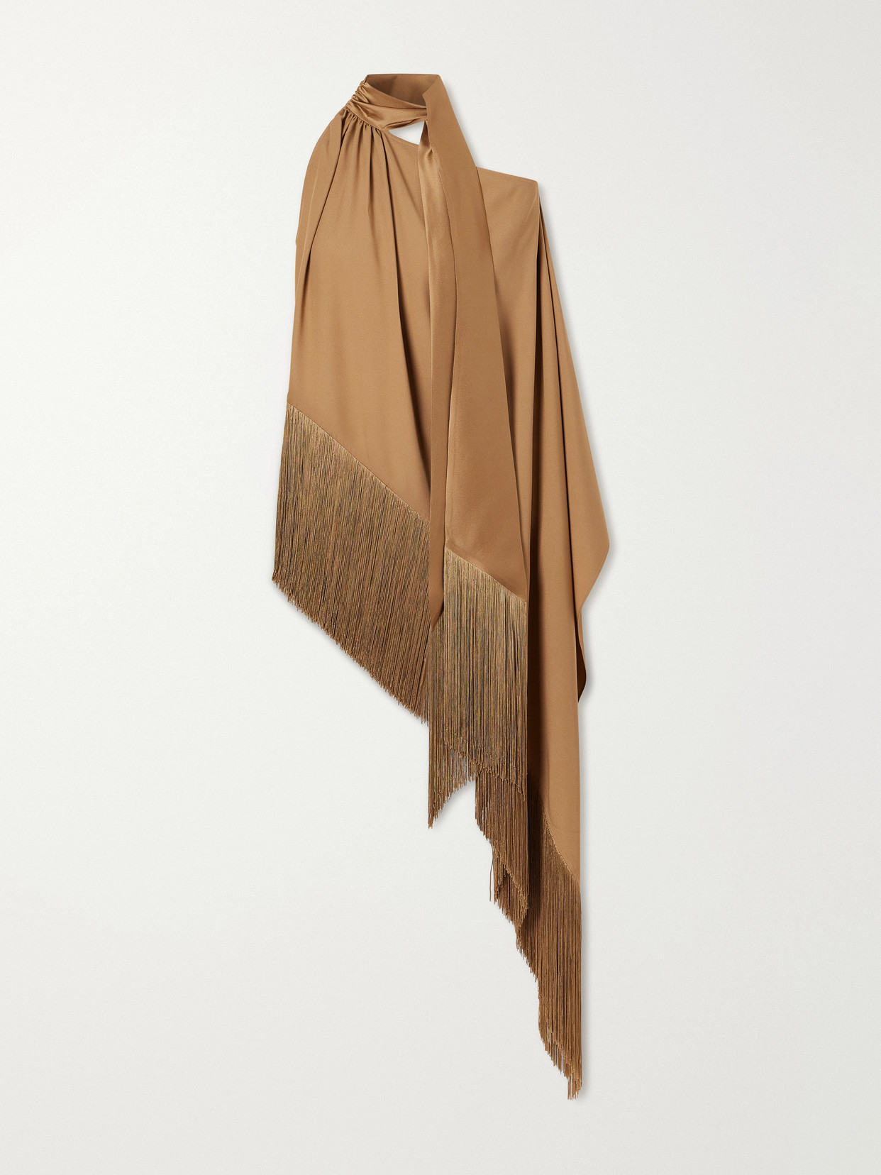 Taller Marmo Atlas Fringed Crepe Blouse In Brown