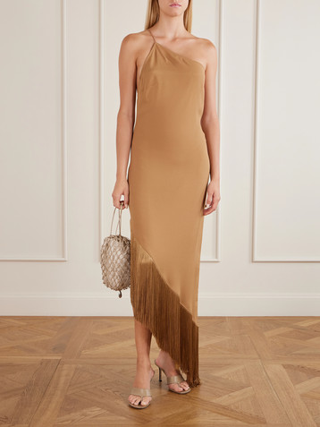 Taller Marmo Antelope fringed crepe-cady midi dress