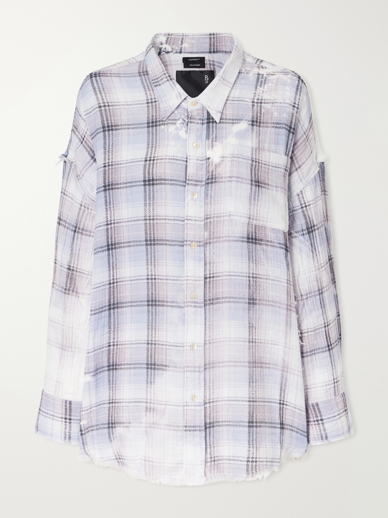 R13 Distressed Checked Crinkled-cotton Gauze Shirt In Blue