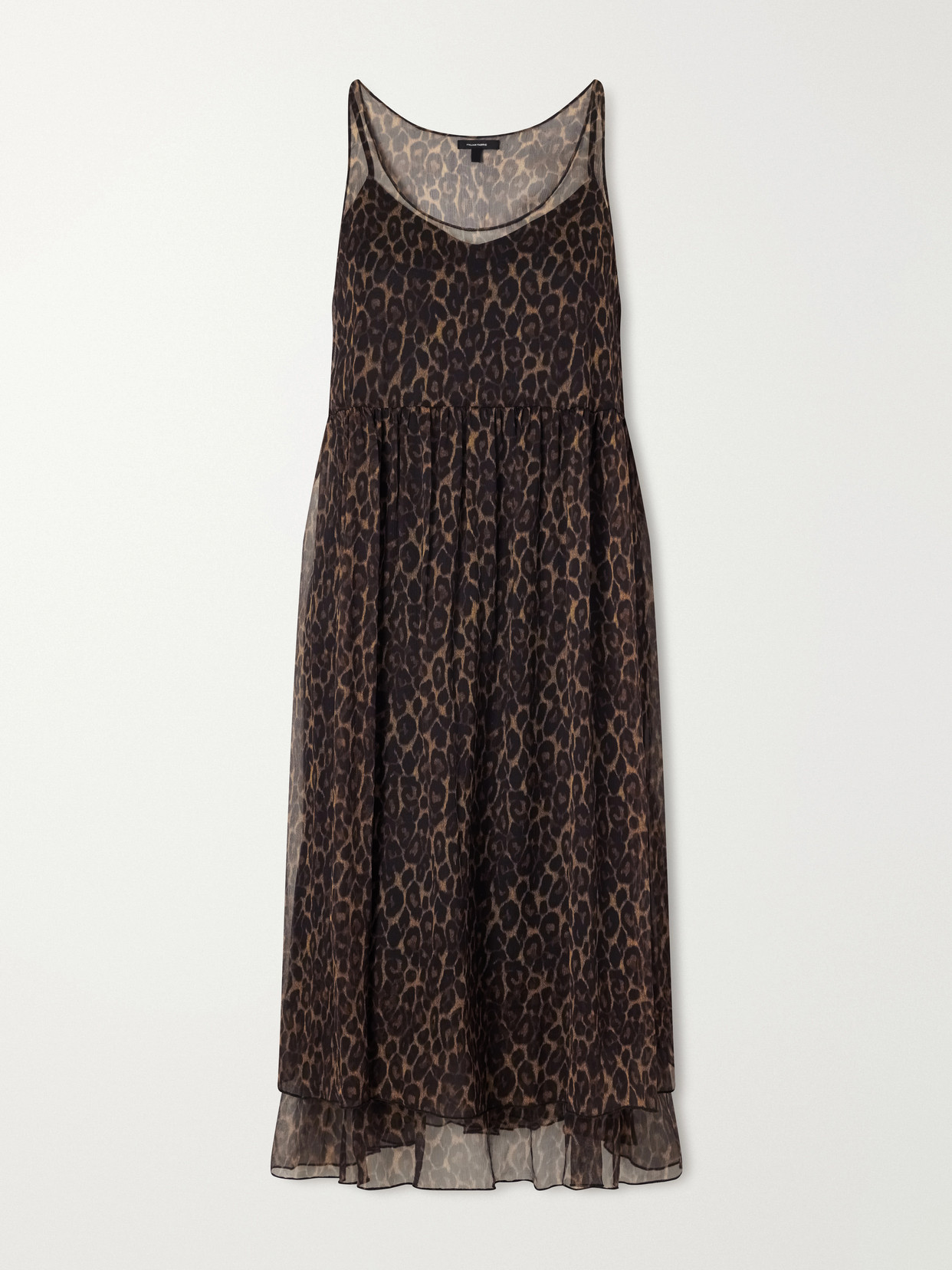 R13 Gathered Tiered Animal-print Silk-chiffon Midi Dress In Brown