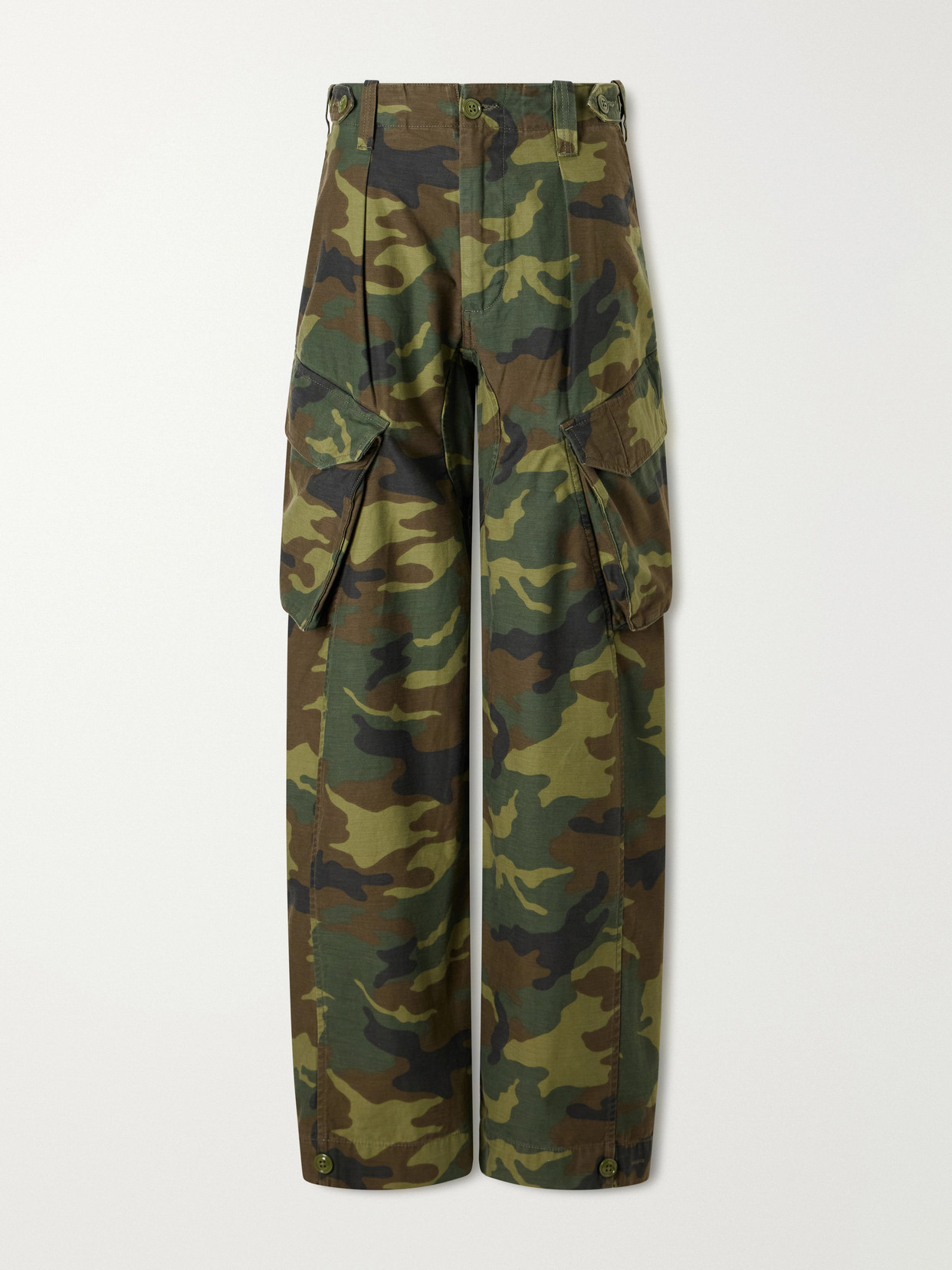 R13 Printed Cotton-canvas Barrel-leg Cargo Pants In Green