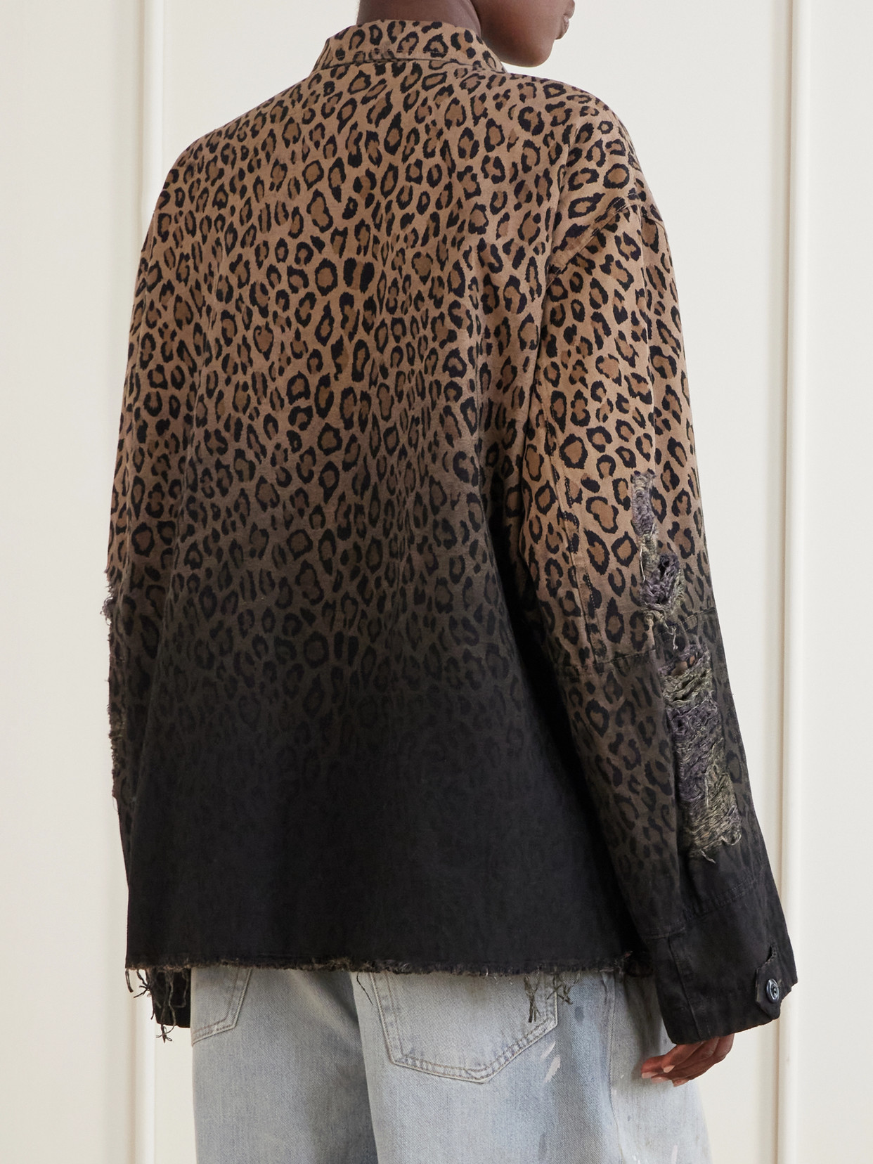 Abu Distressed Leopard-Print Cotton Jacket