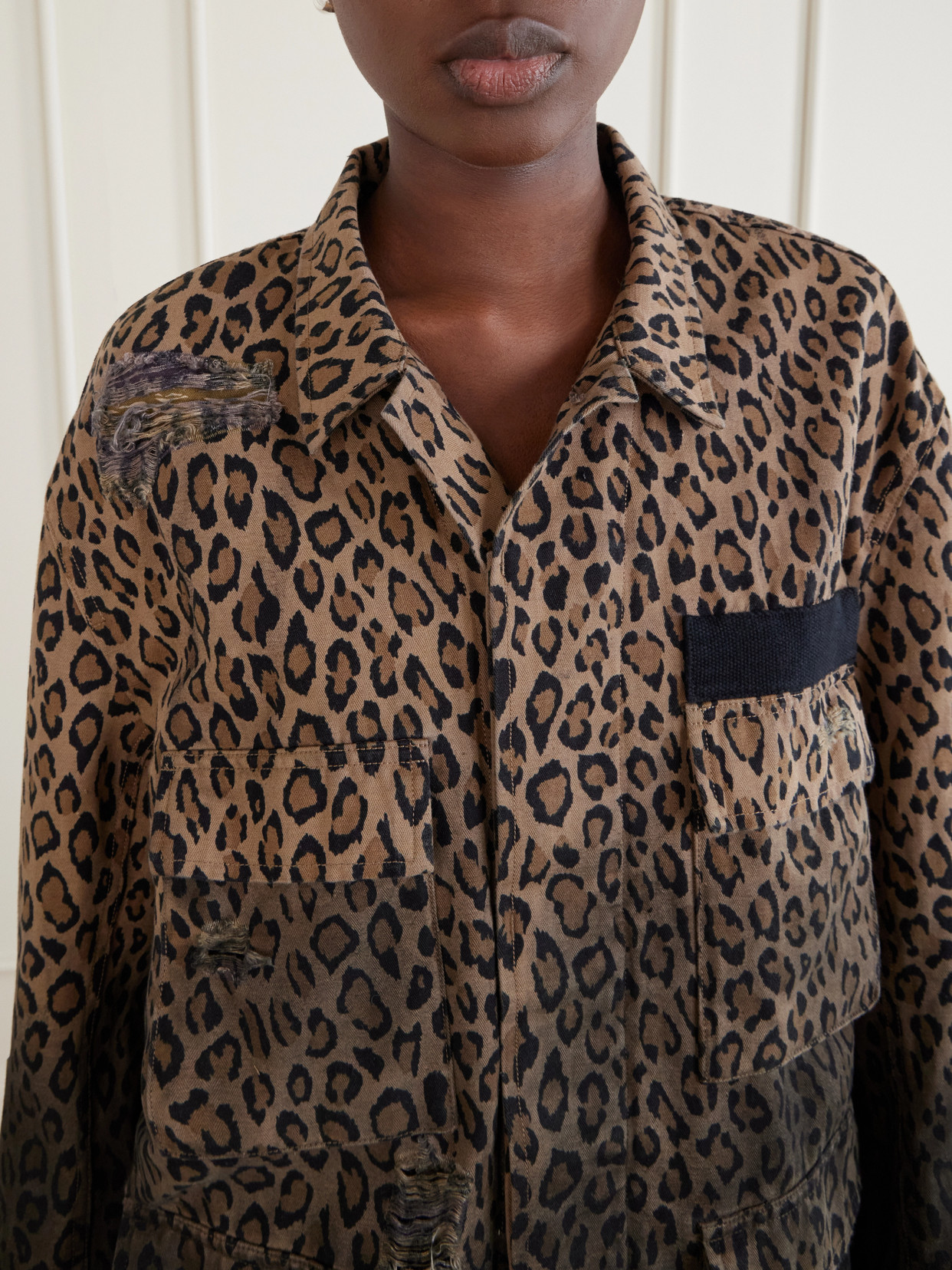 Abu Distressed Leopard-Print Cotton Jacket