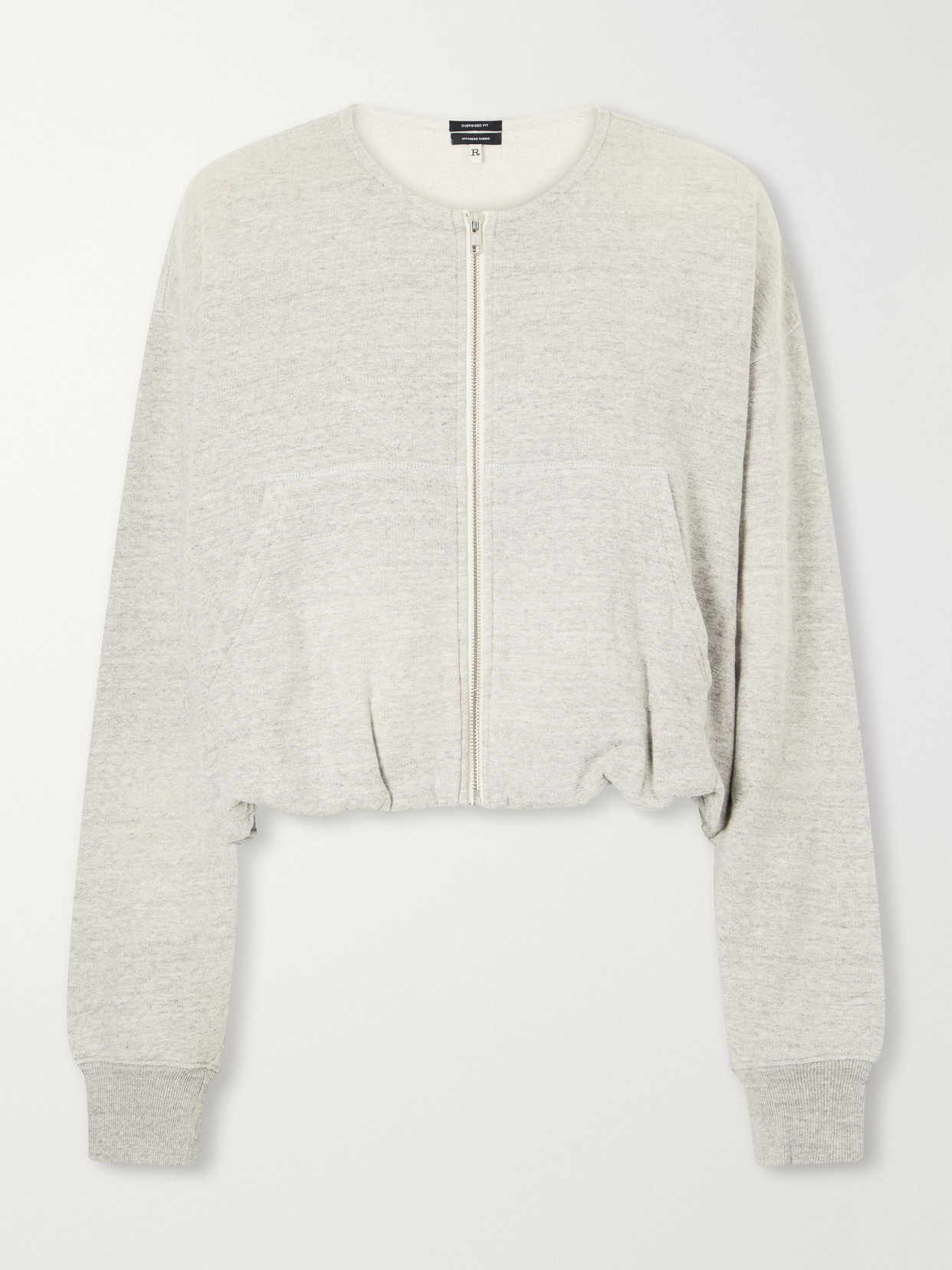 R13 Balloon Cotton-jersey Zip-up Sweatshirt In Gray