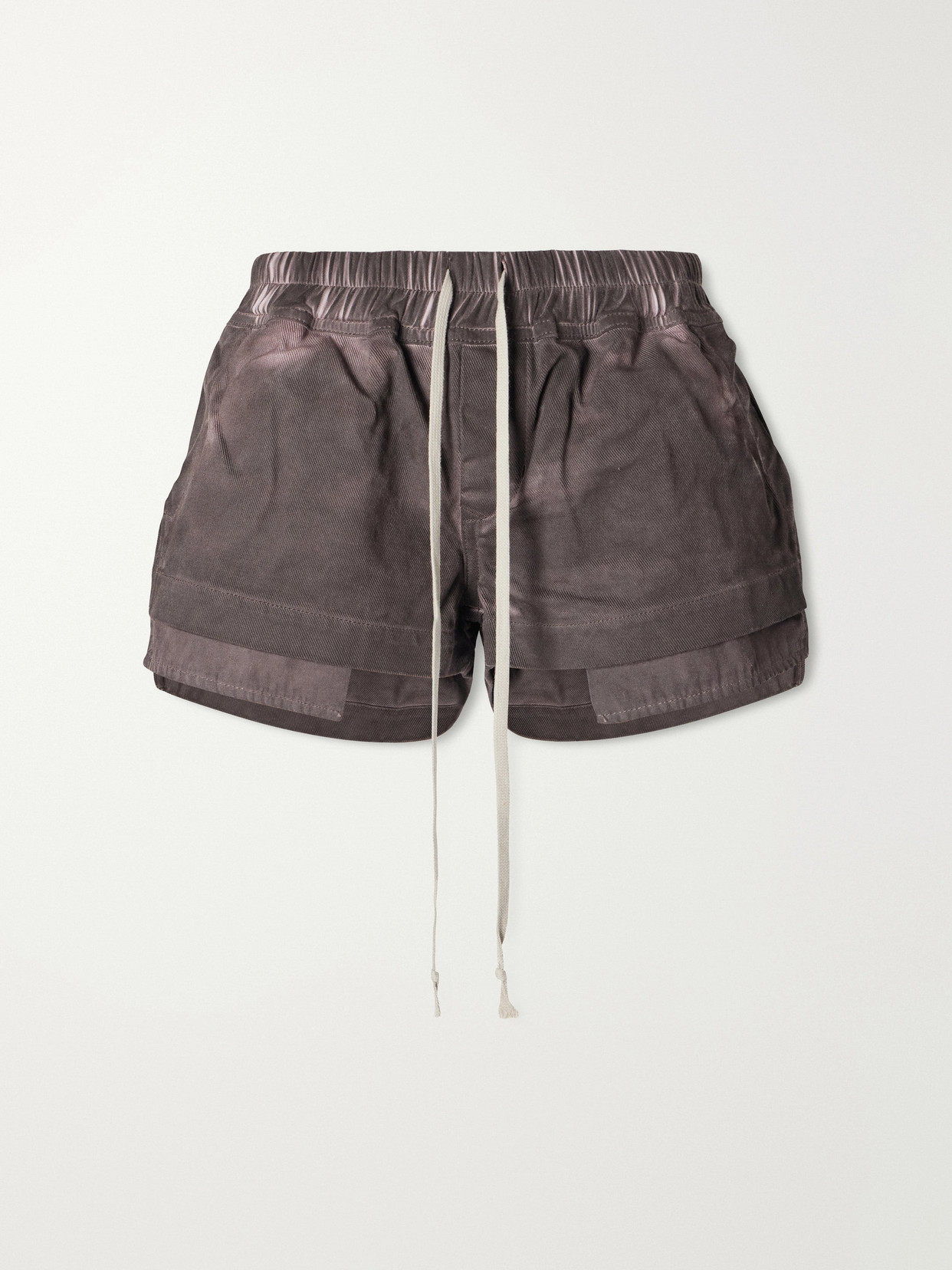 Rick Owens Fog Distressed Denim Shorts In Purple
