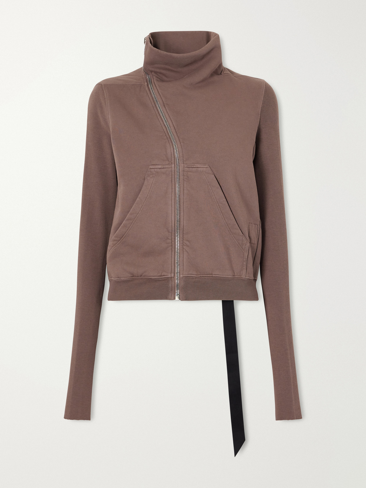 Rick Owens Drkshdw Cotton-jersey Zip-up Cardigan In Brown