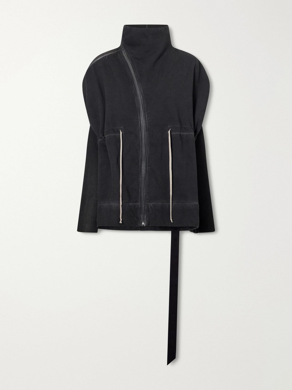Rick Owens Mountain Sail Drawstring Cotton-jersey Jacket In Black