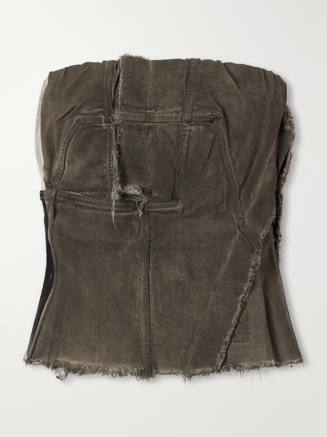 Drkshdw Paneled Frayed Stretch-Denim Top
