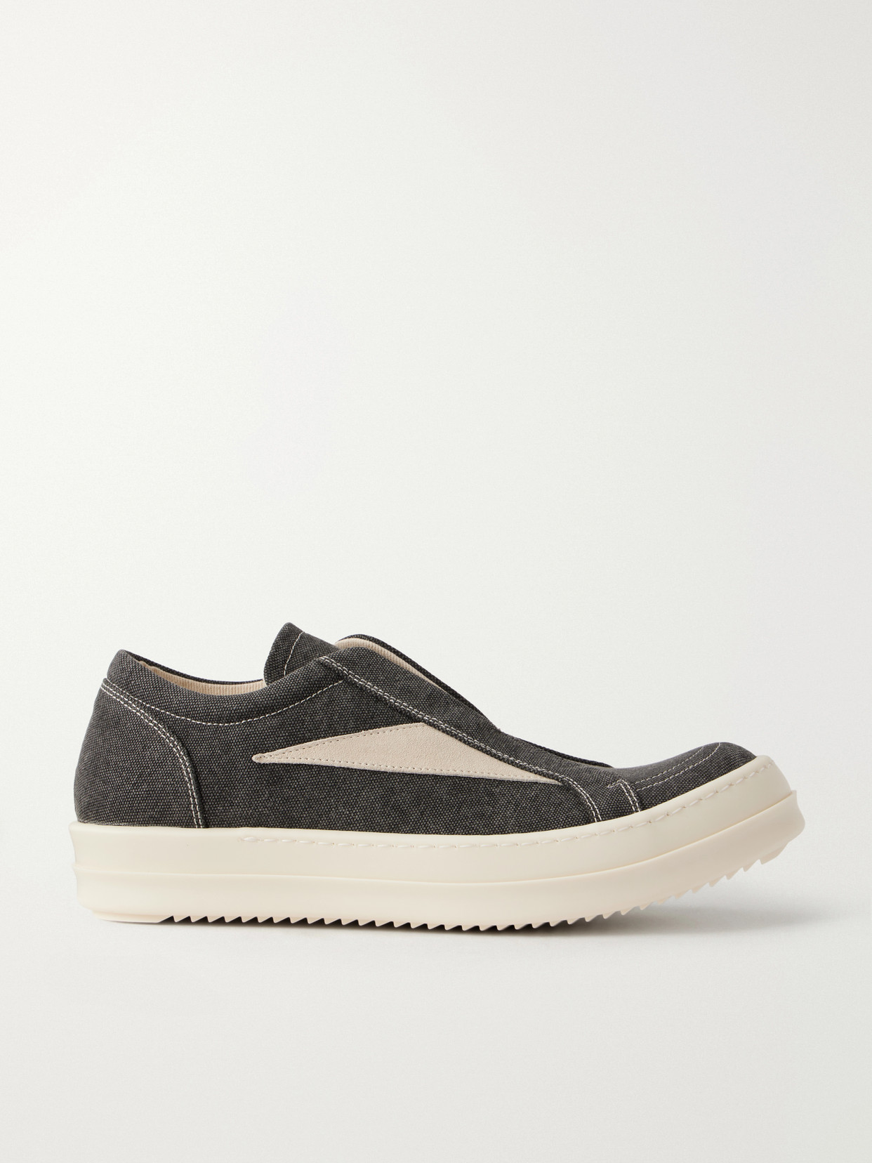 Rick Owens Drkshdw Laceless Vintage Suede-trimmed Canvas Sneakers In Gray
