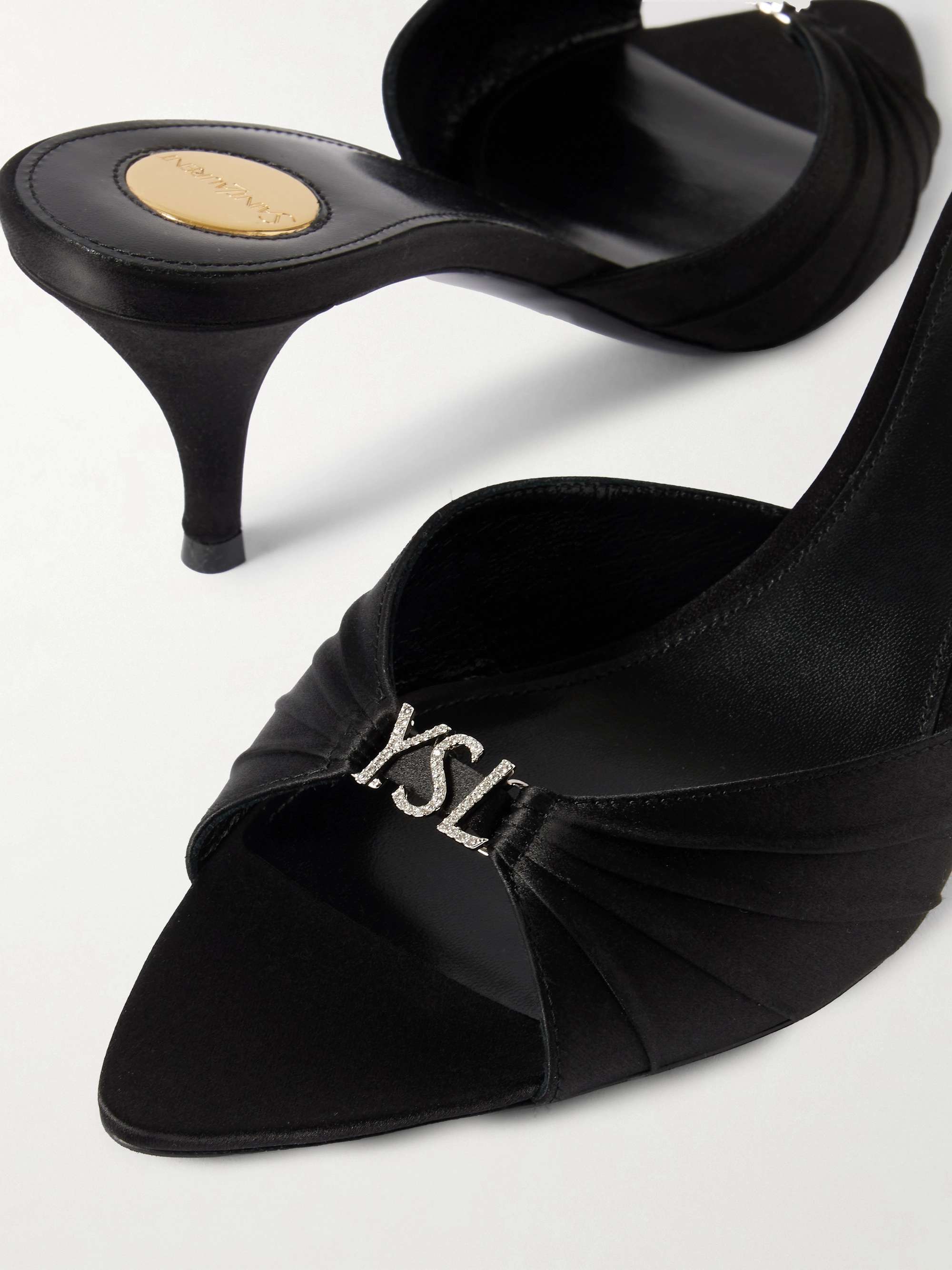 SAINT LAURENT Jerry 60 embellished satin mules | NET-A-PORTER SAINT LAURENT Jerry 60 embellished satin mules | NET-A-PORTER