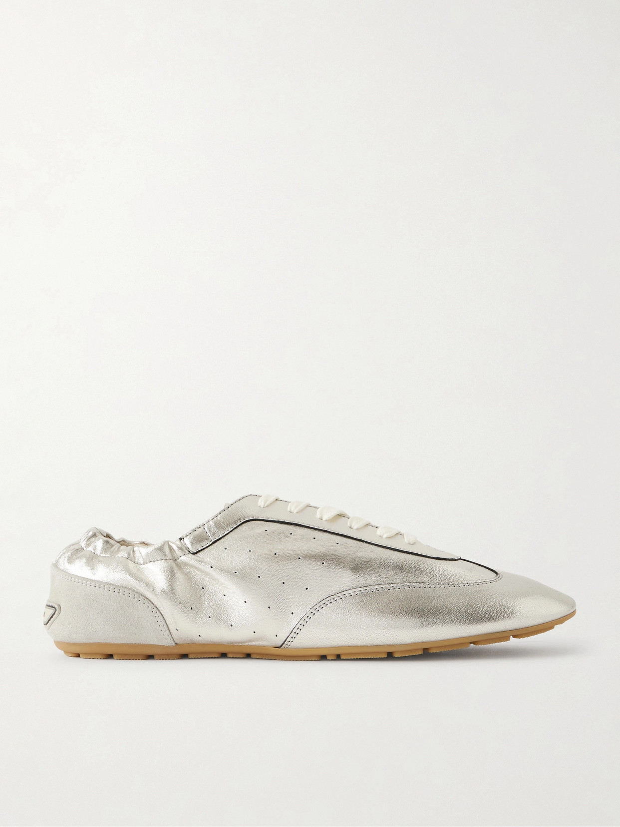 SAINT LAURENT - Lewis Metallic Leather Sneakers - Silver