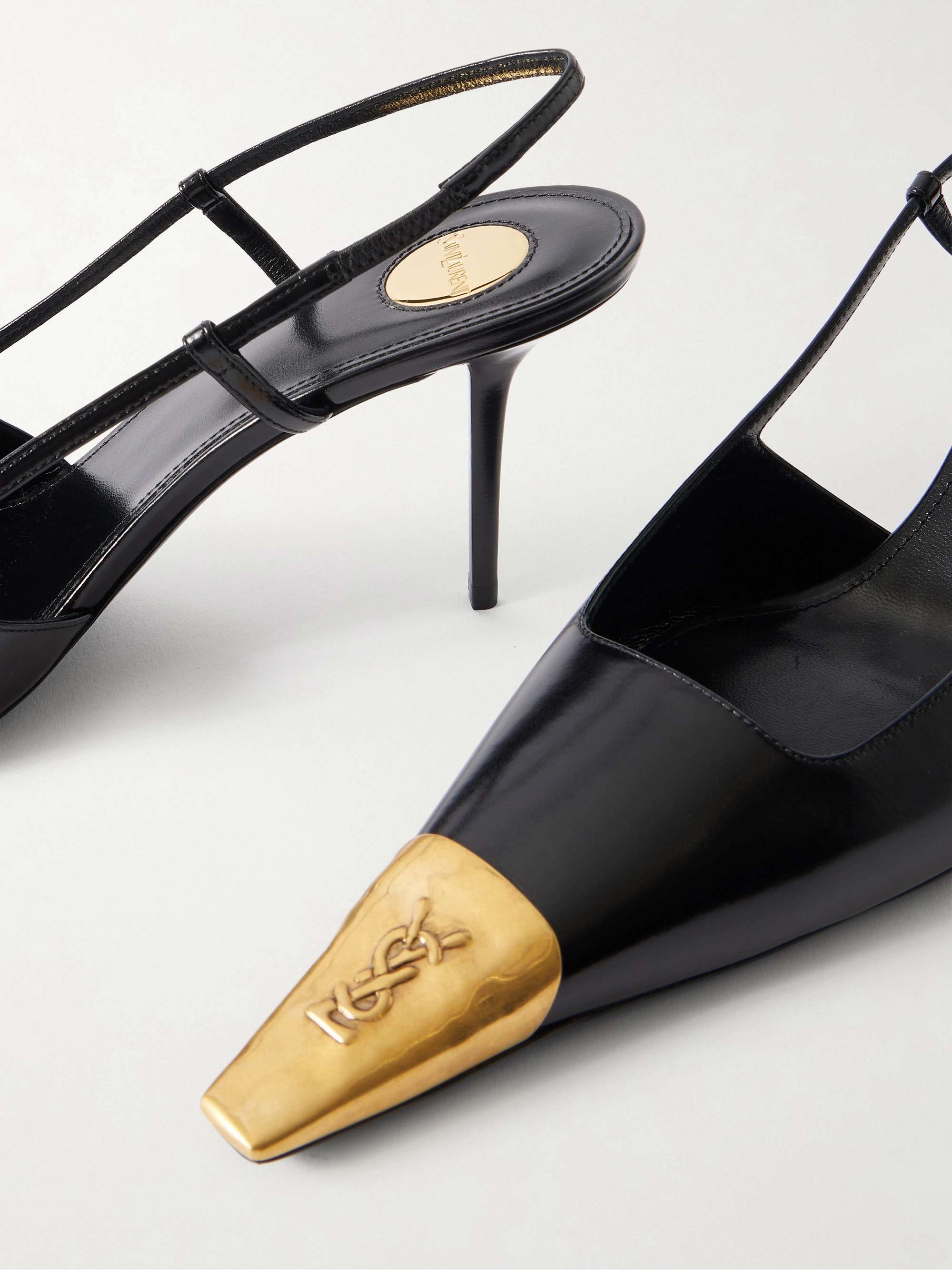 SAINT LAURENT Jeanne embellished leather slingback pumps | NET-A