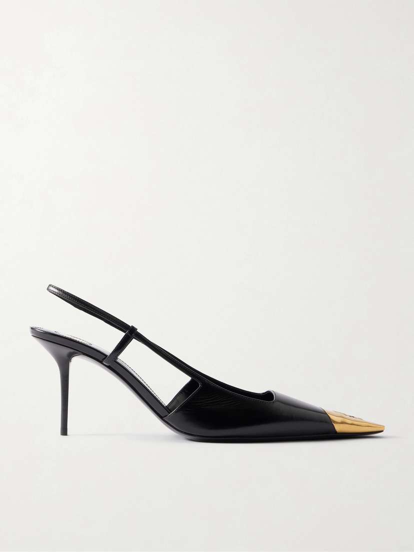 Saint Laurent Jeanne Embellished Leather Slingback Pumps