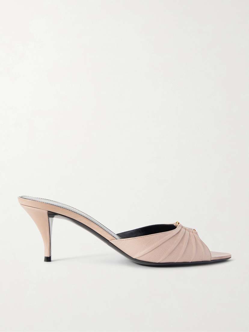 Saint Laurent Babylone Embellished Gathered Leather Mules