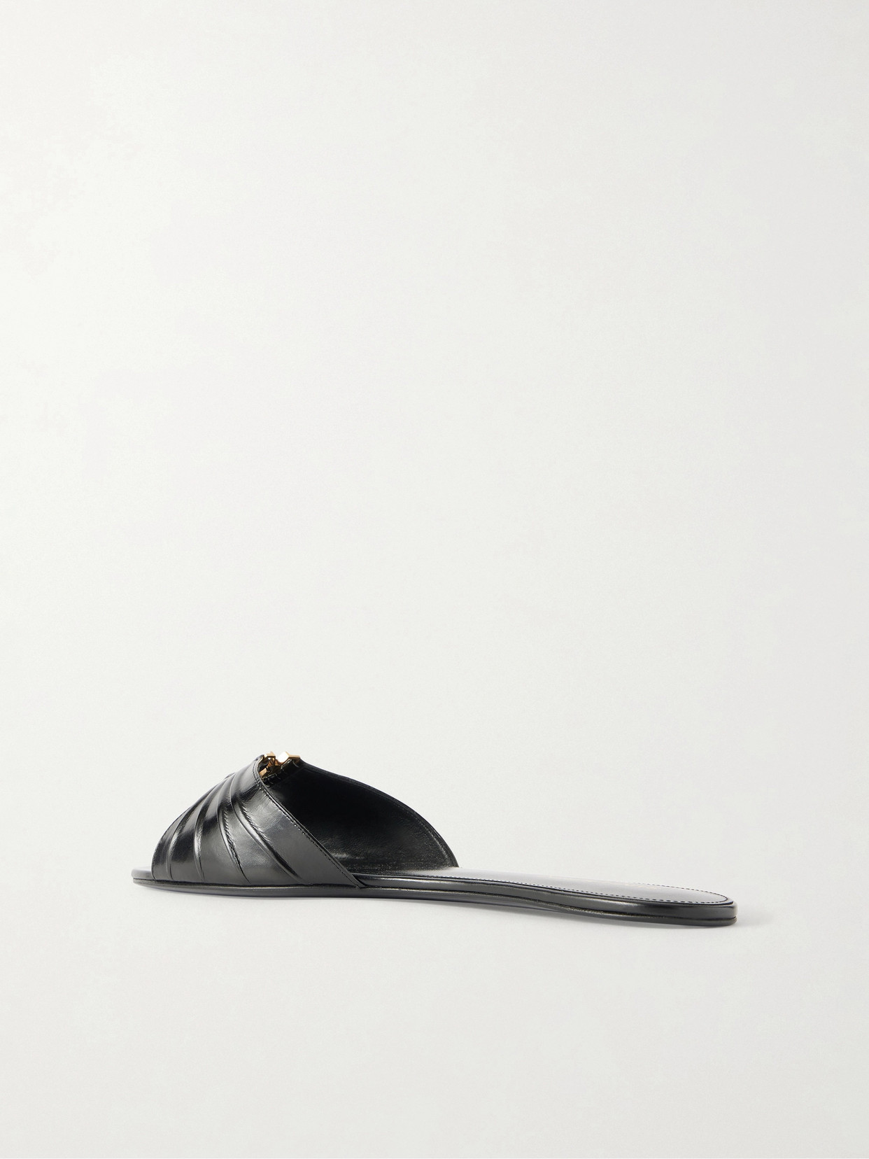 Babylone Embellished Gathered Glossed-Leather Slides