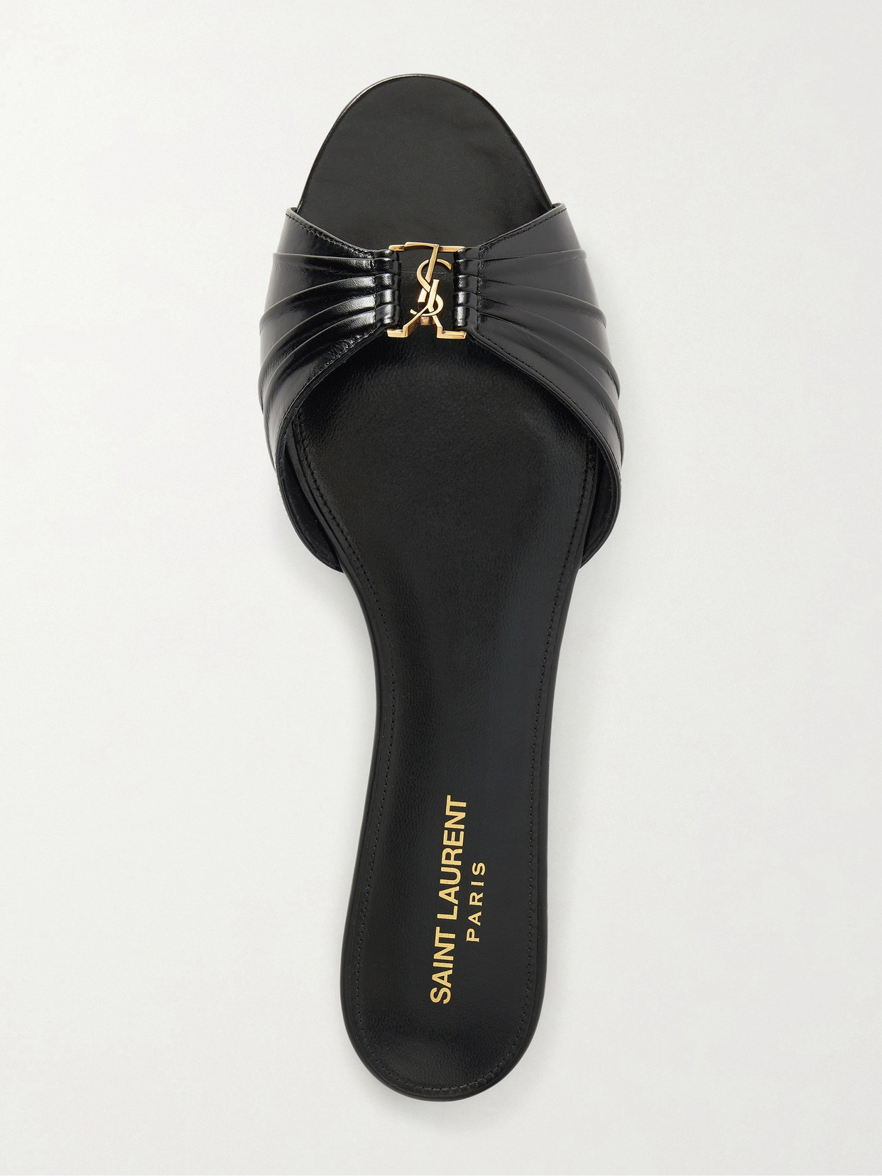 Babylone Embellished Gathered Glossed-Leather Slides