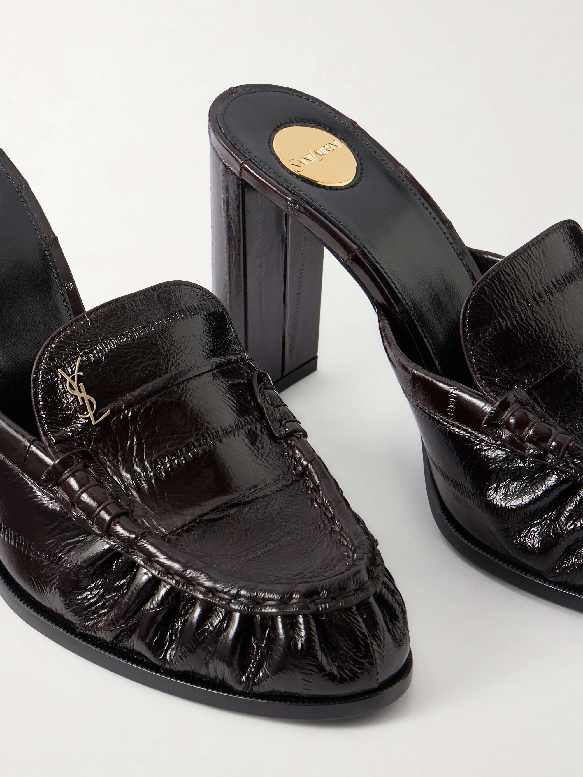 Yves Saint Laurent ミュール ハラコ 23cm SAINT LAURENT Le Loafer eel pumps | NET-A-PORTER