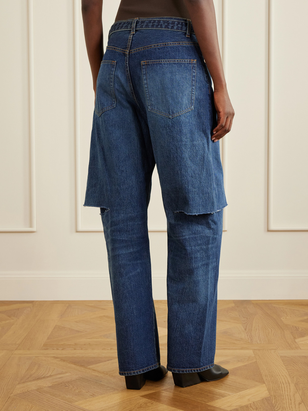 Belted Cut-Out Mid-Rise Wide- Leg