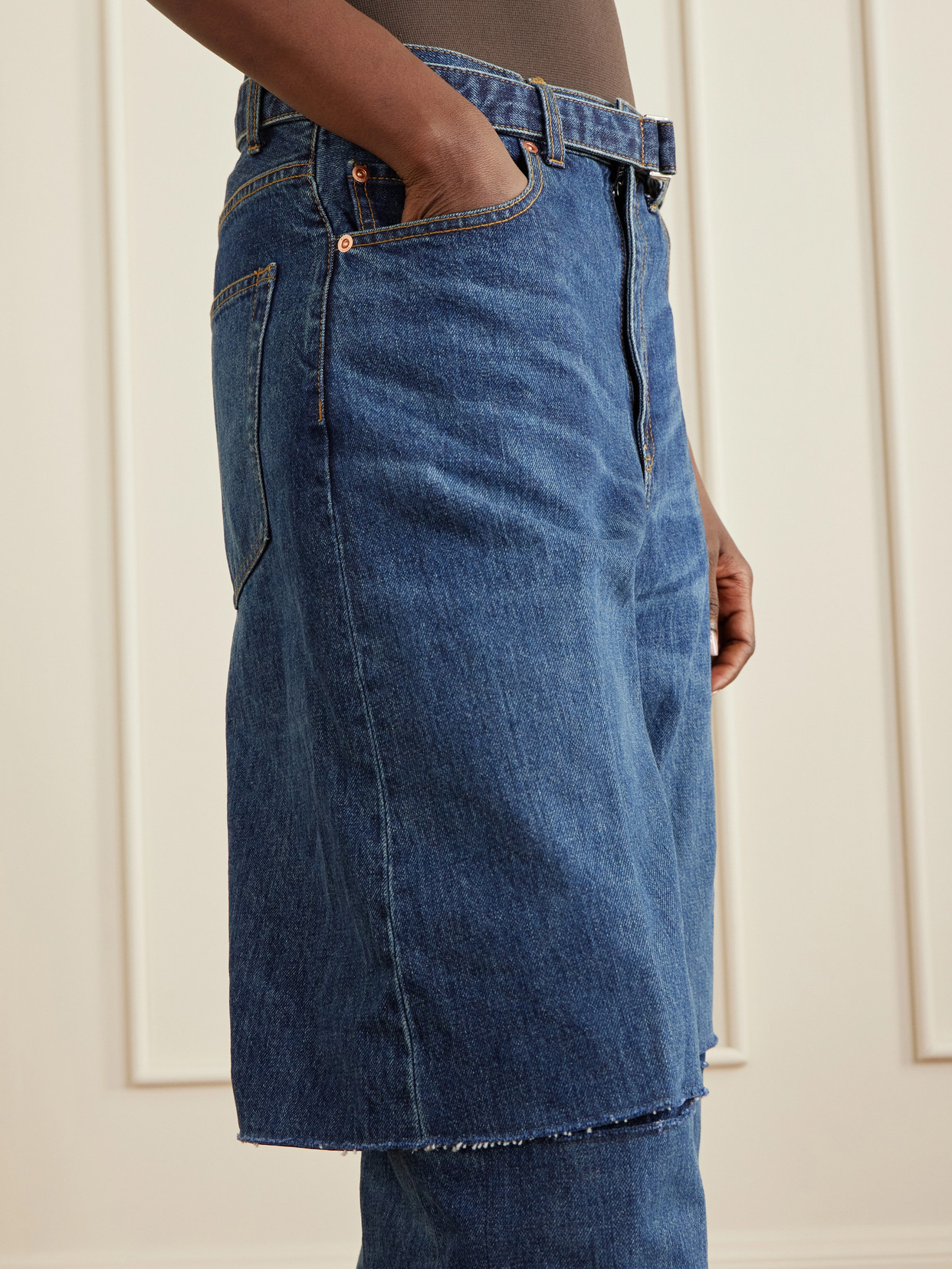 Belted Cut-Out Mid-Rise Wide- Leg