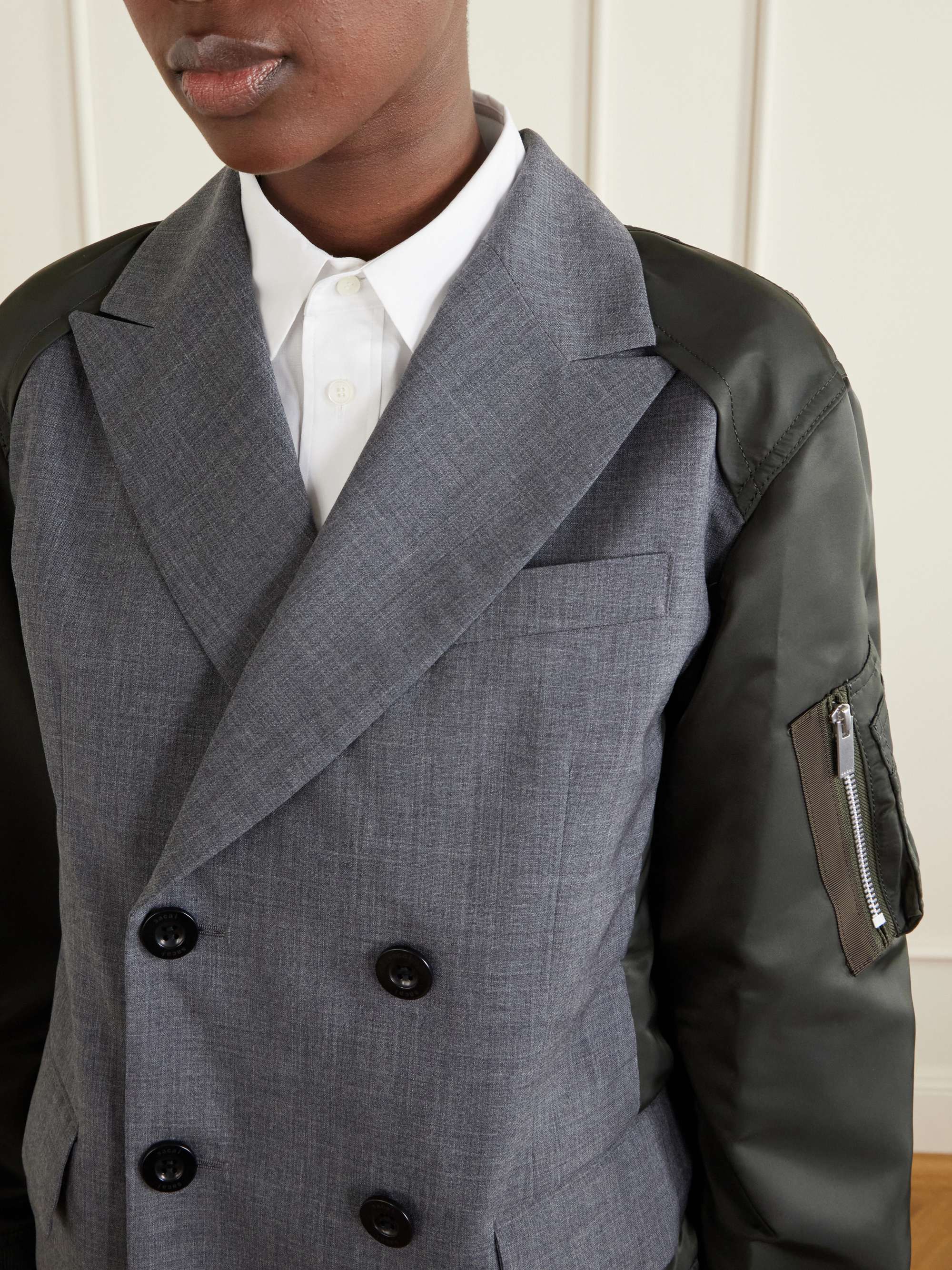 SACAI Shell-trimmed wool blazer | NET-A-PORTER