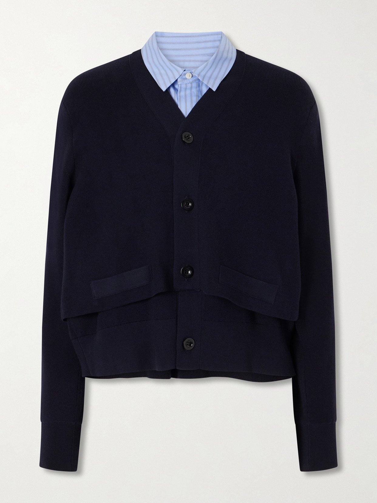 Sacai Cotton-poplin Cardigan In Blue