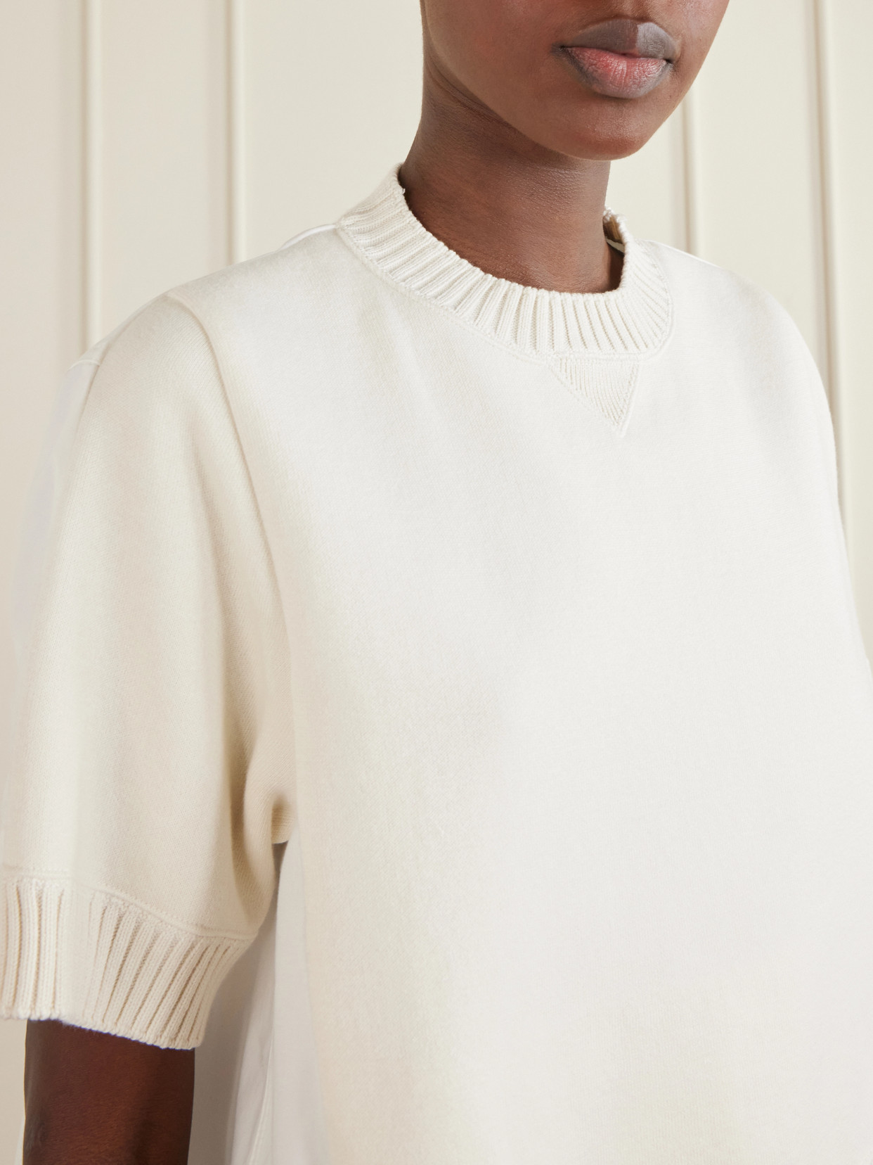 Layered Shell-Trimmed Cotton And Cashmere-Blend T-Shirt