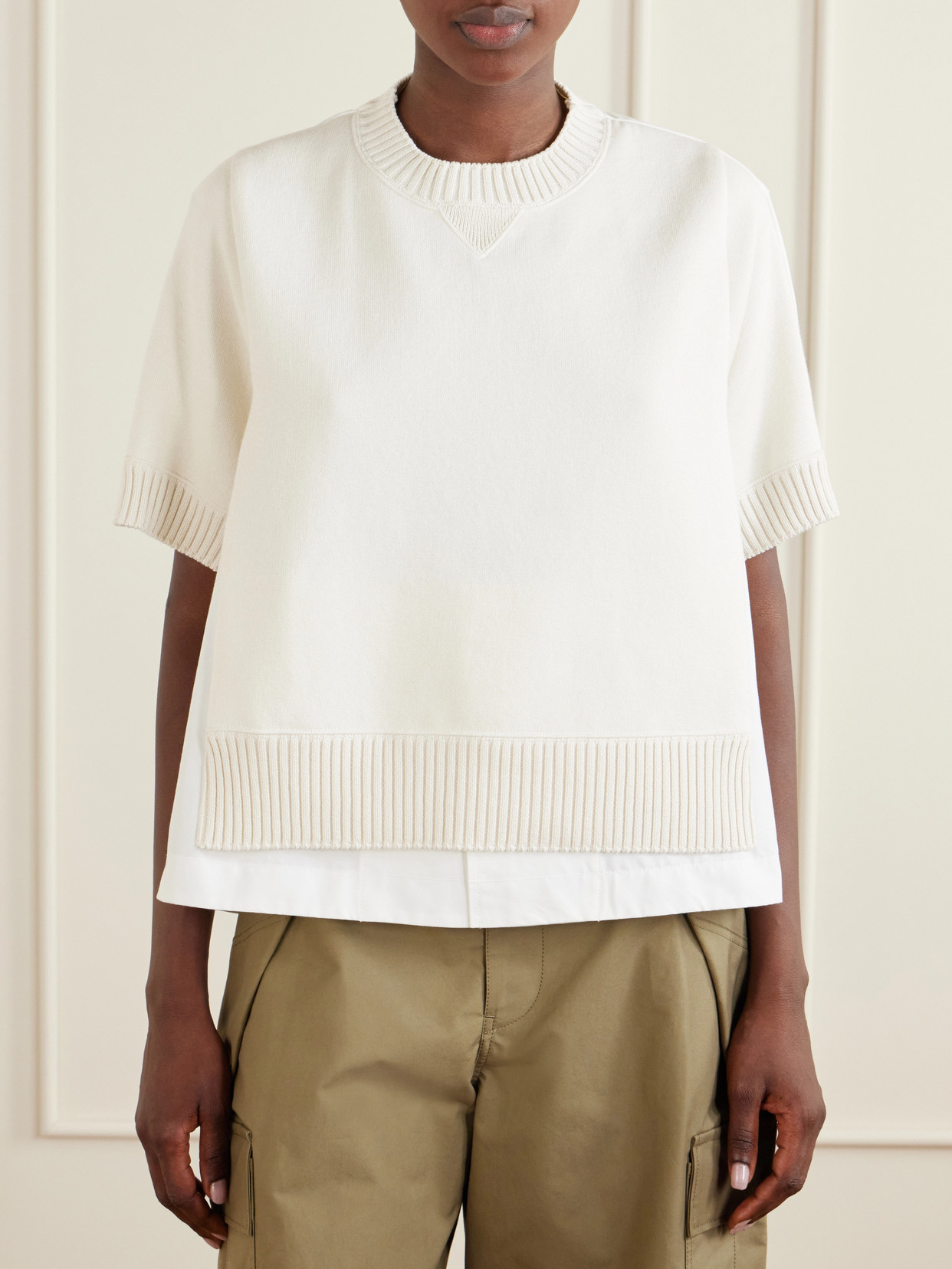 Layered Shell-Trimmed Cotton And Cashmere-Blend T-Shirt