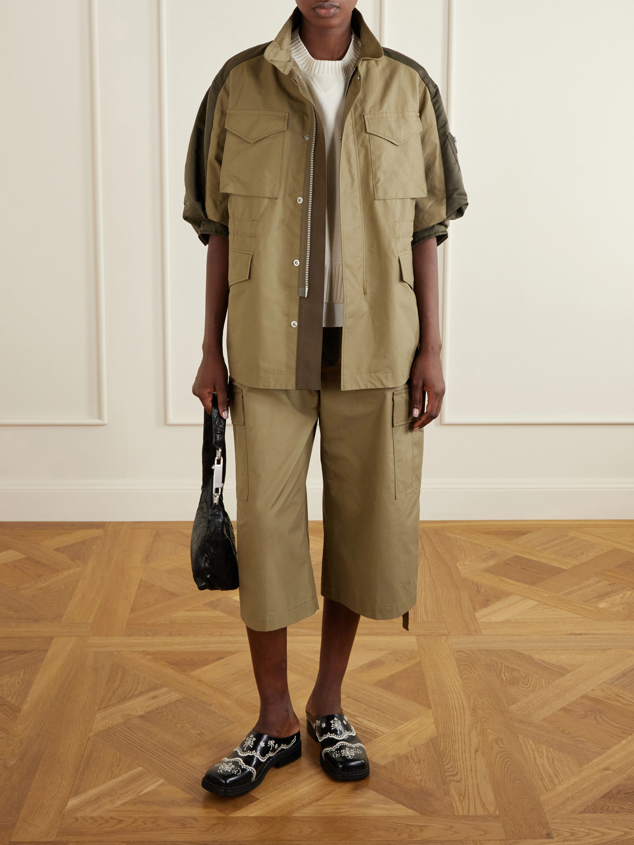 Layered Shell-Trimmed Cotton And Cashmere-Blend T-Shirt