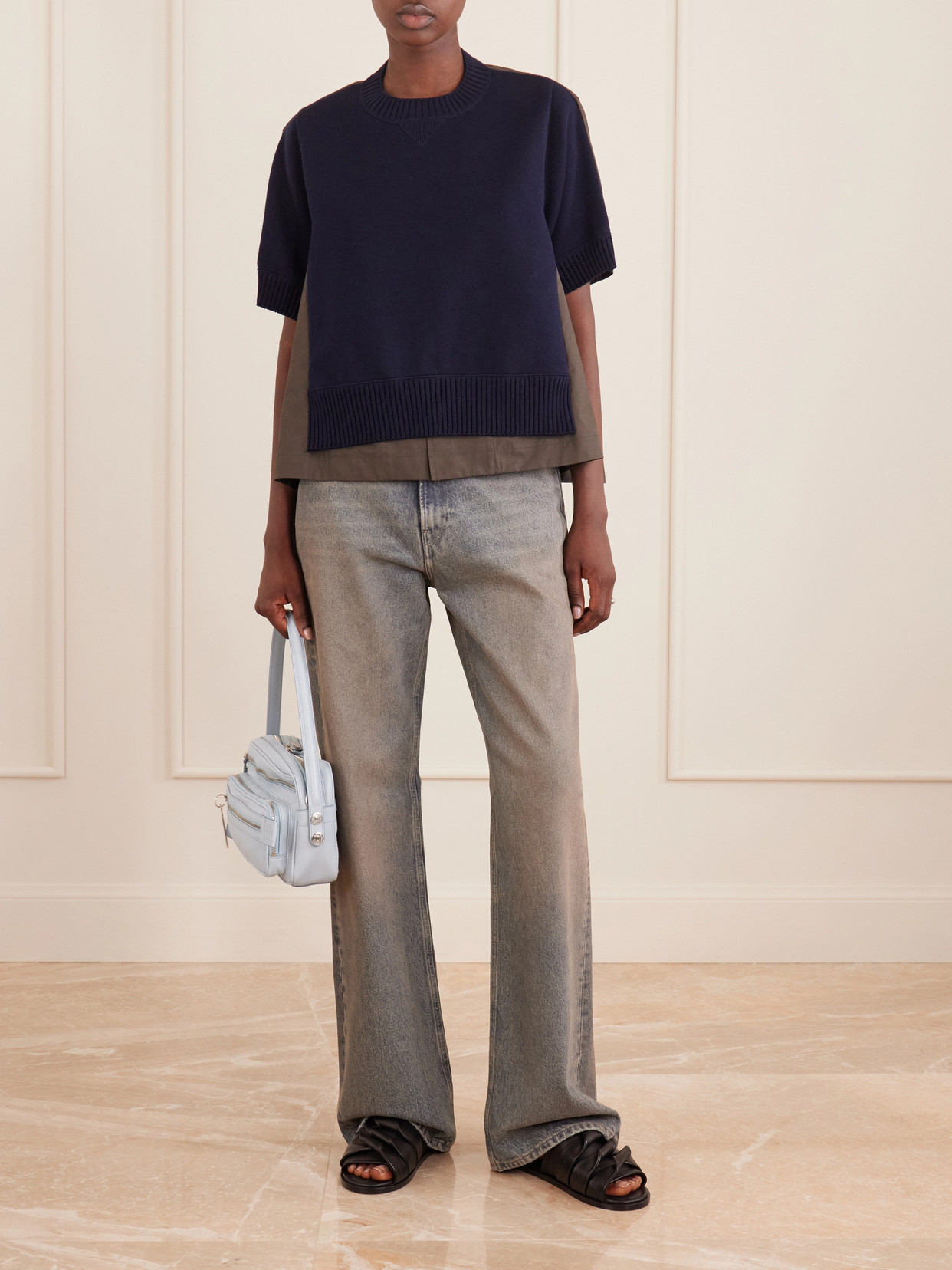 Layered Shell-Trimmed Cotton And Cashmere-Blend T-Shirt