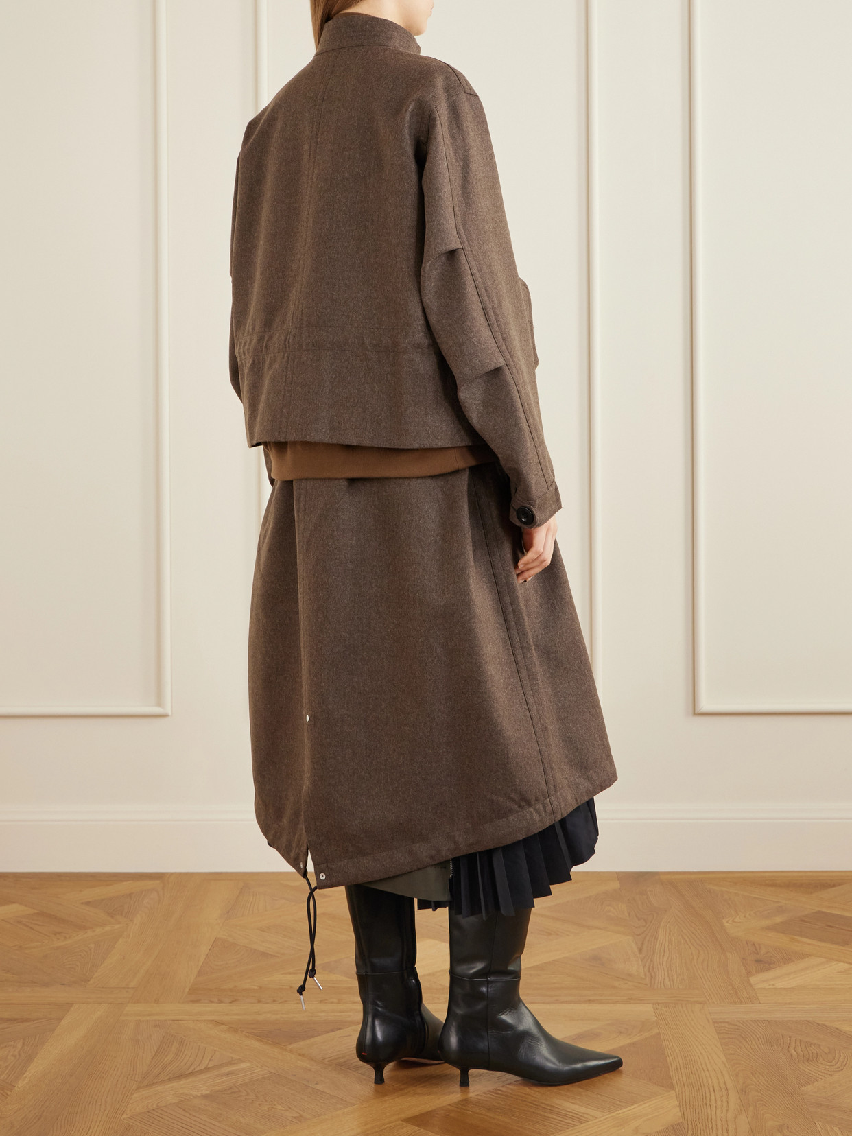 Shell-Trimmed Wool-Flannel Coat