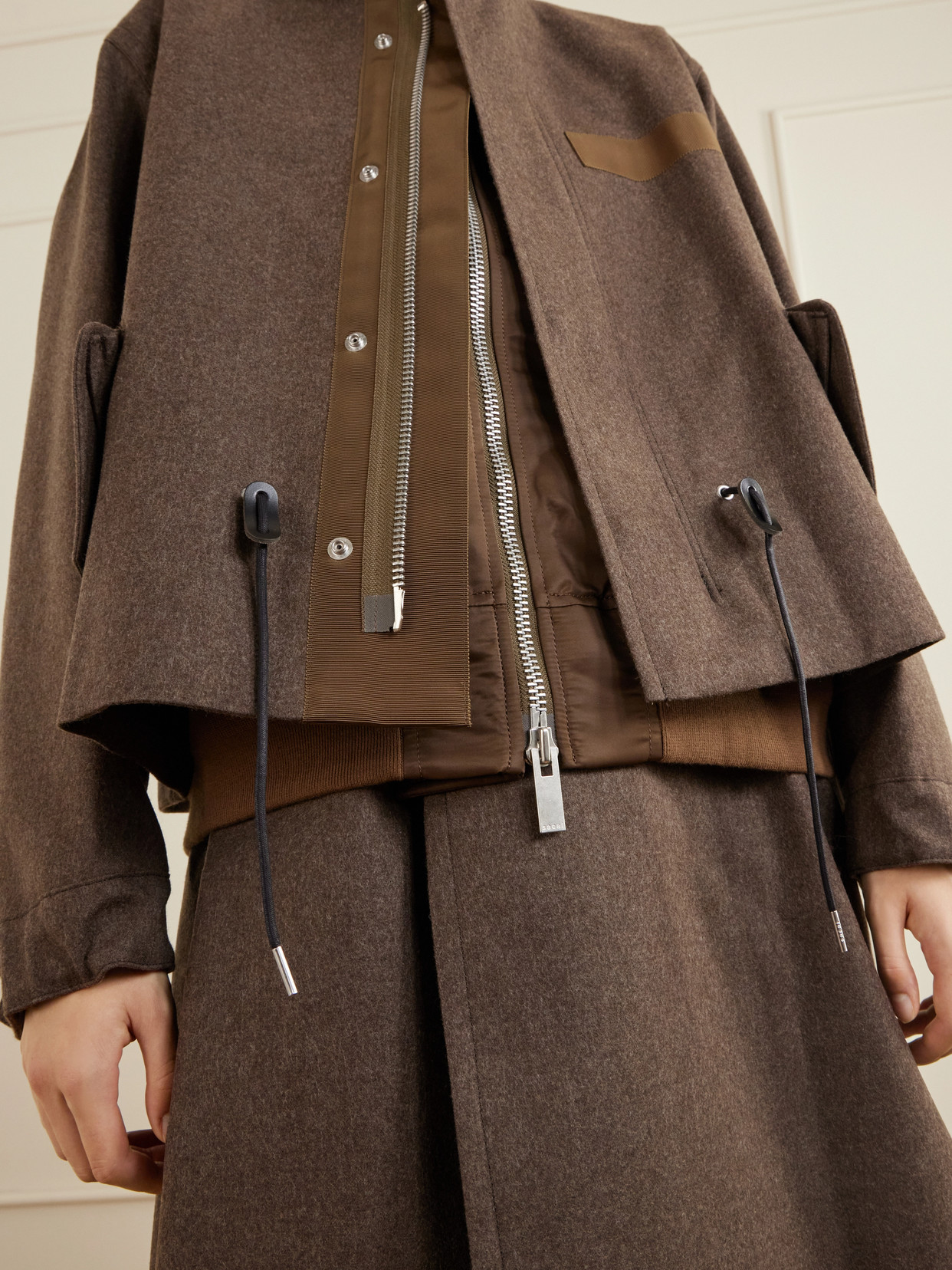 Shell-Trimmed Wool-Flannel Coat
