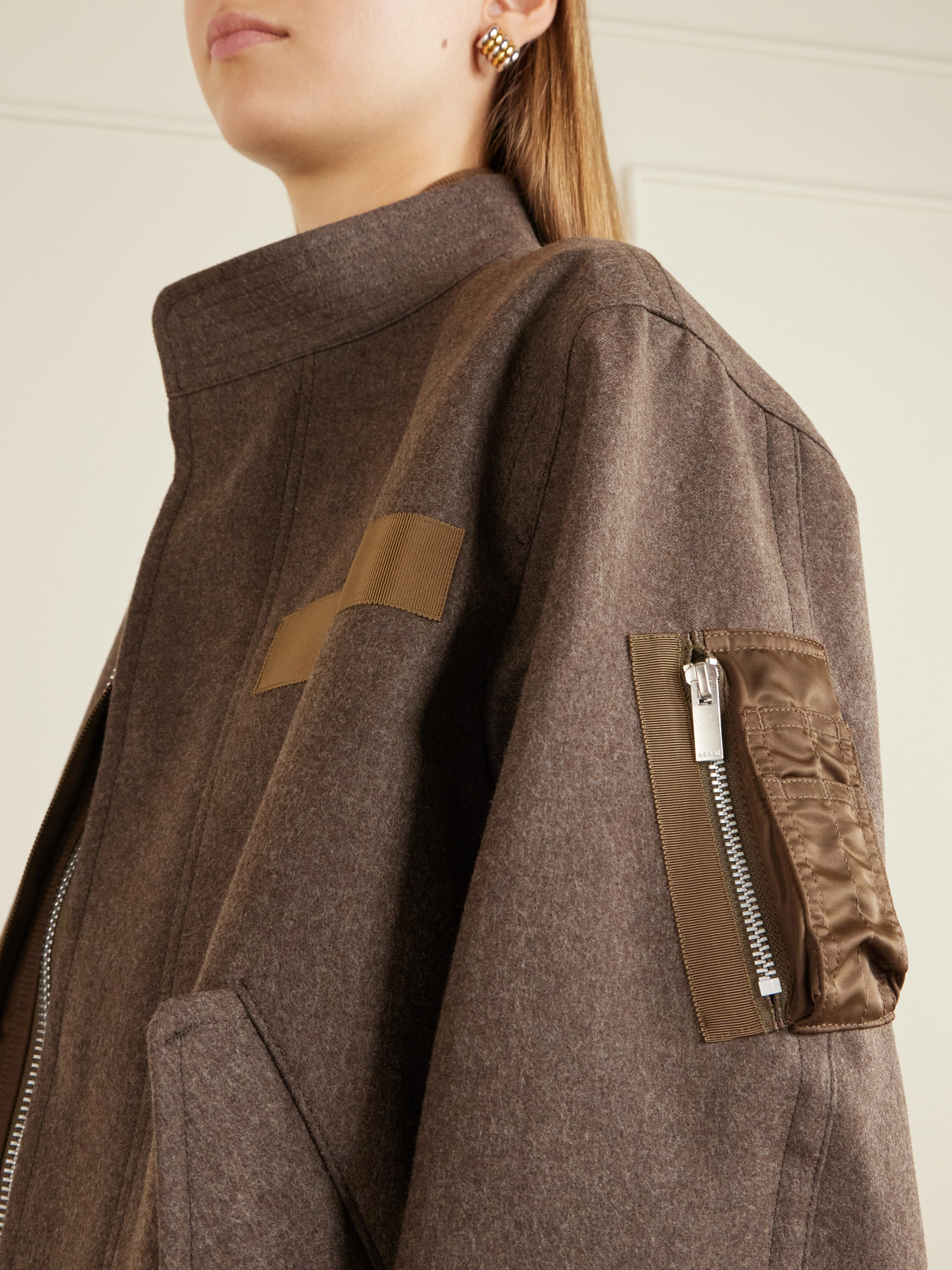 Shell-Trimmed Wool-Flannel Coat