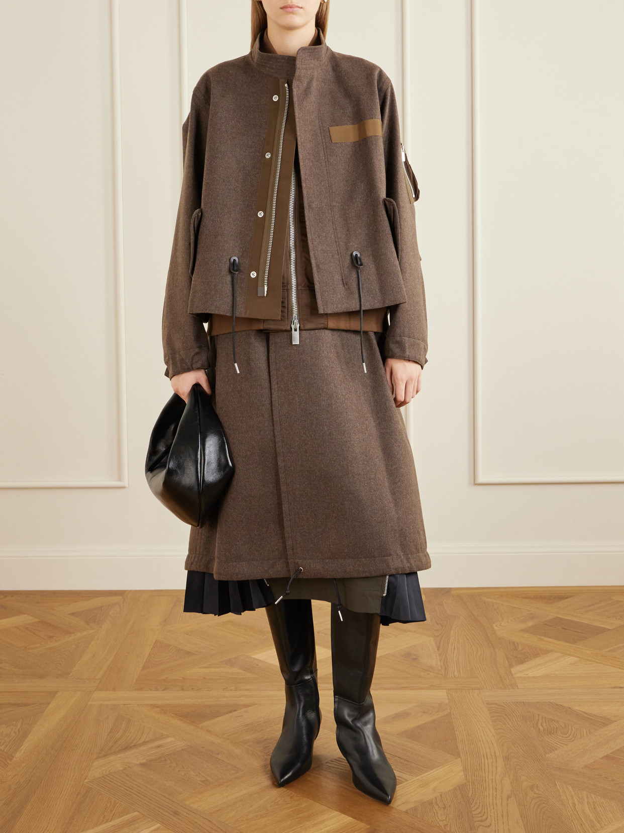 Shell-Trimmed Wool-Flannel Coat