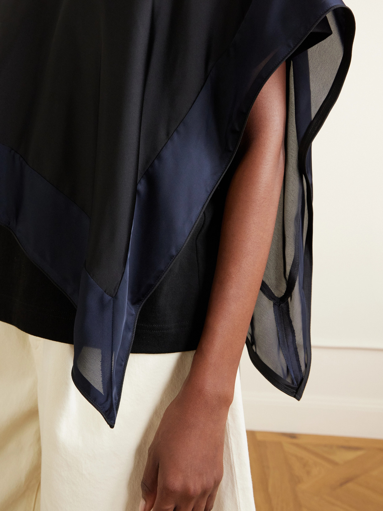 Layered Cotton-Trimmed Blouse