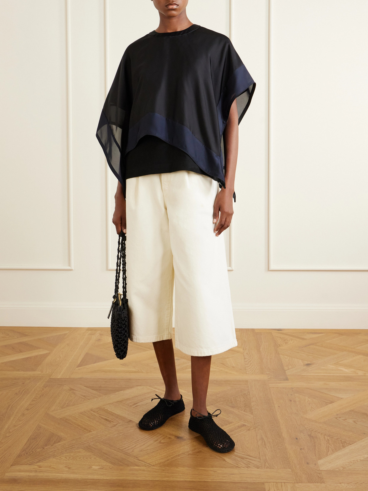 Layered Cotton-Trimmed Blouse