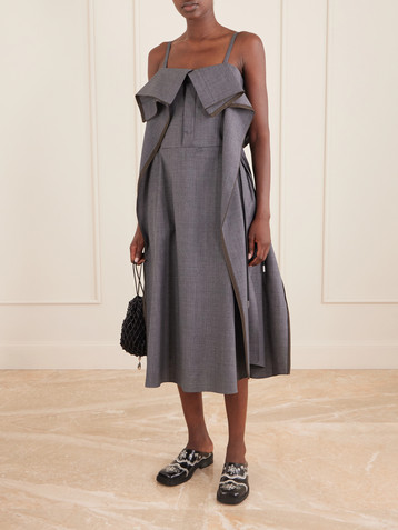 Sacai - Shell-trimmed cotton-jersey midi dress | Plush