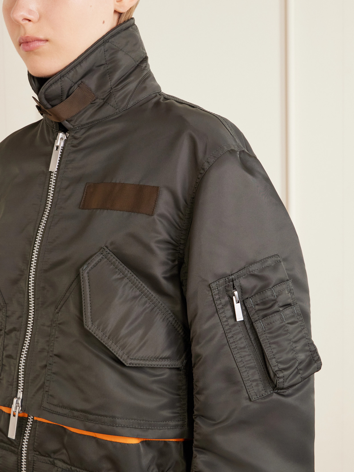 Cropped Padded Shell Bomber