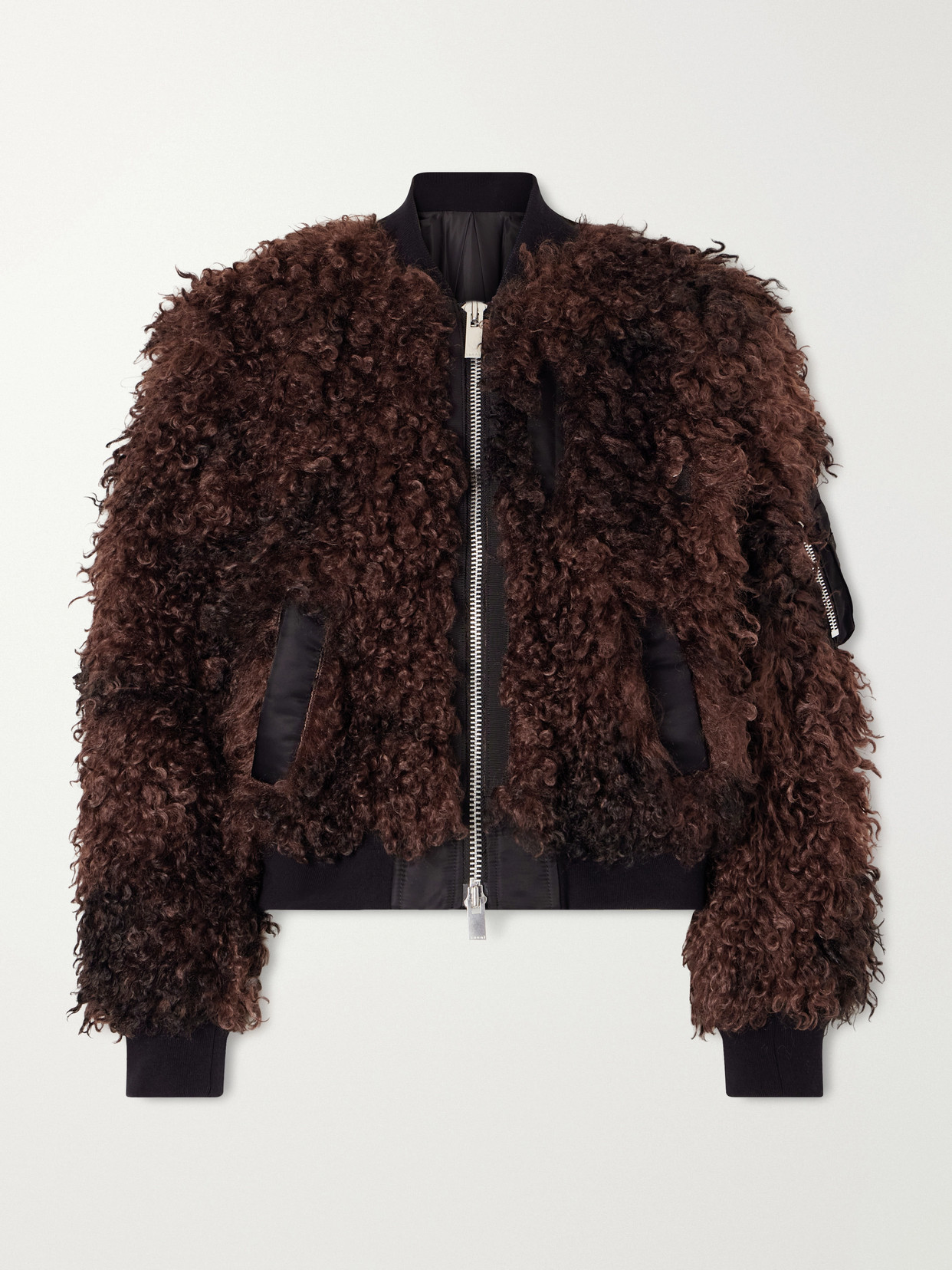 Sacai Plush Bomber Jacket In Brown