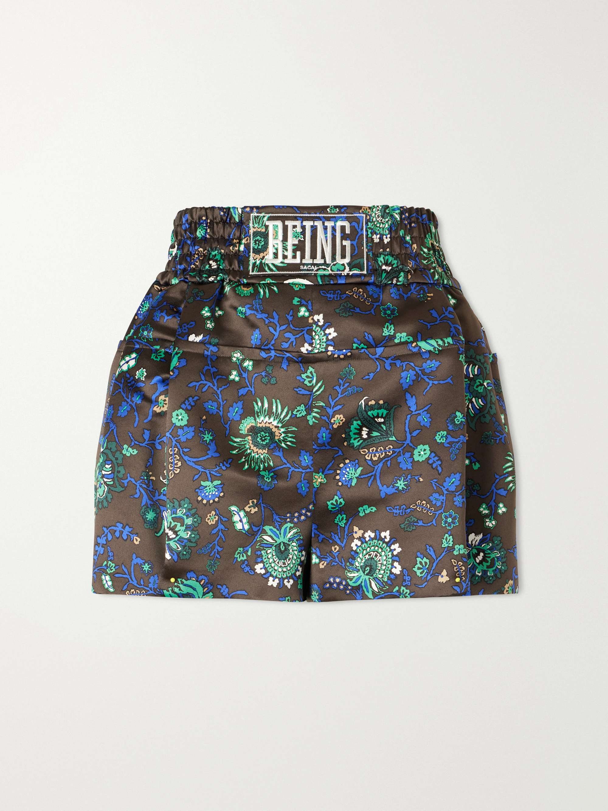 SACAI Floral-print satin shorts | NET-A-PORTER