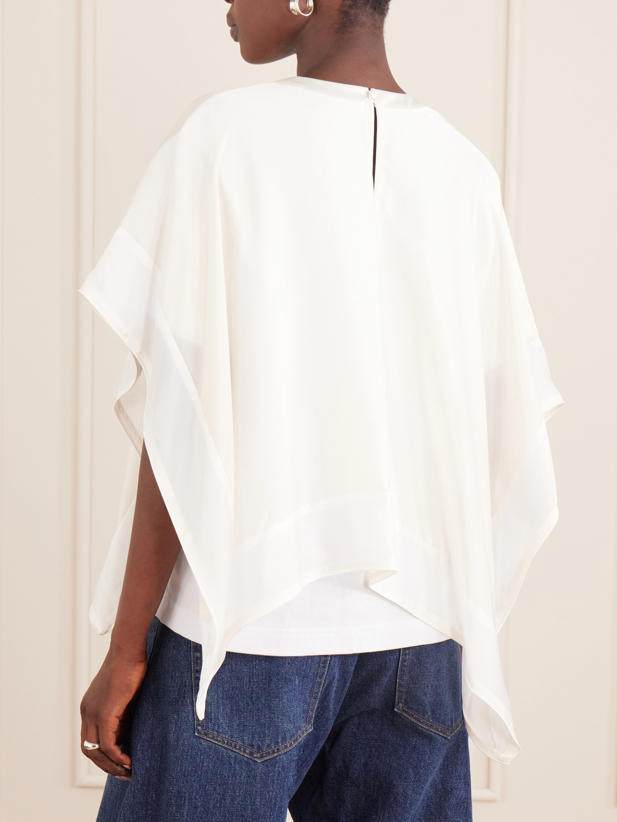 Layered Cotton-Trimmed Blouse