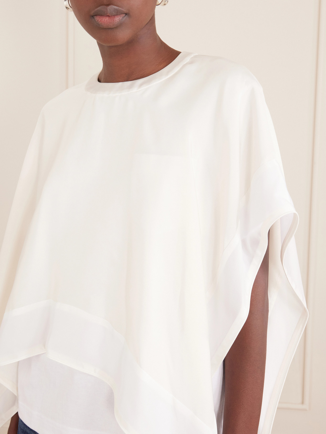 Layered Cotton-Trimmed Blouse