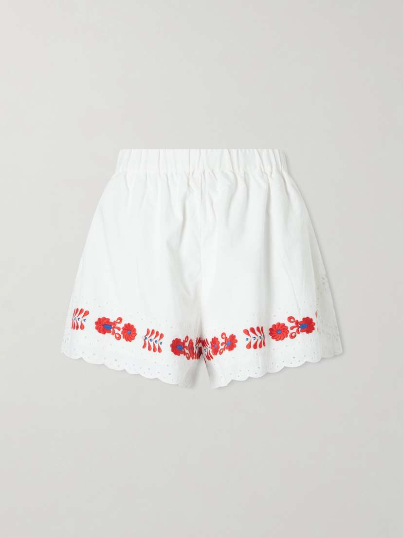 Sea Catharina Embroidered Cotton And Linen Shorts