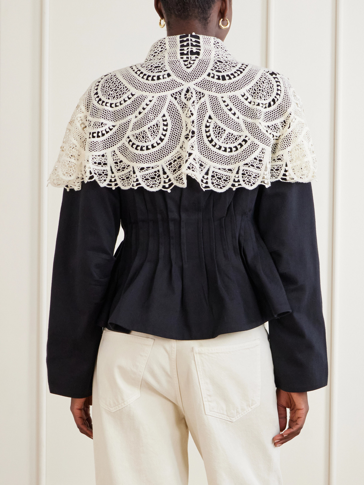 Alina Crocheted Pleated Cotton Jacket