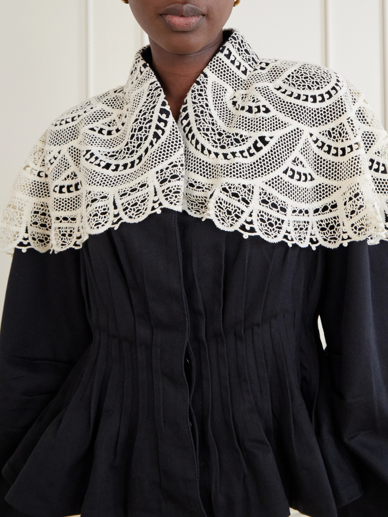 Alina Crocheted Pleated Cotton Jacket